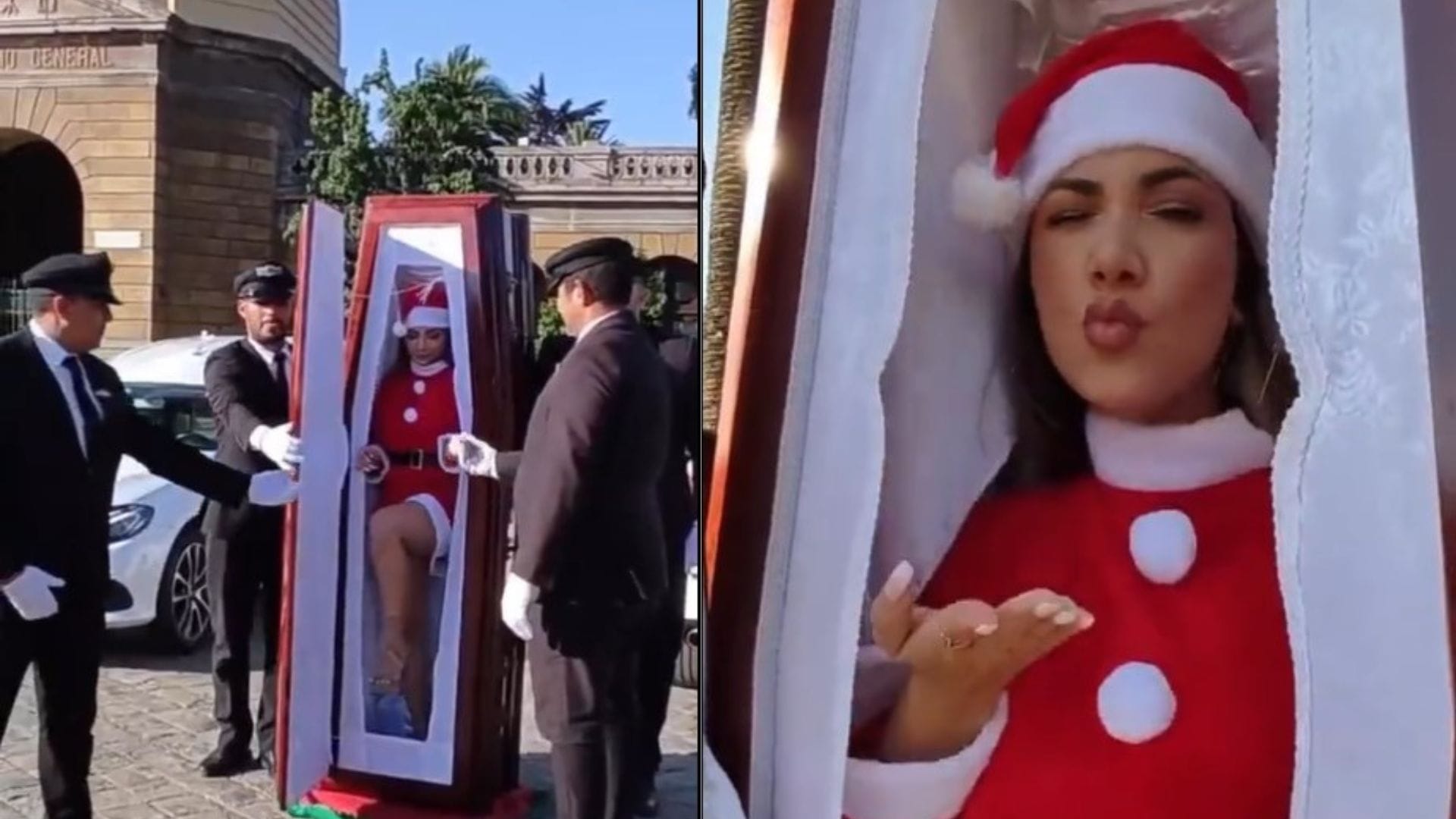 ¿Noble intención o mal gusto?: Funeraria graba comercial navideño afuera del Cementerio de Santiago