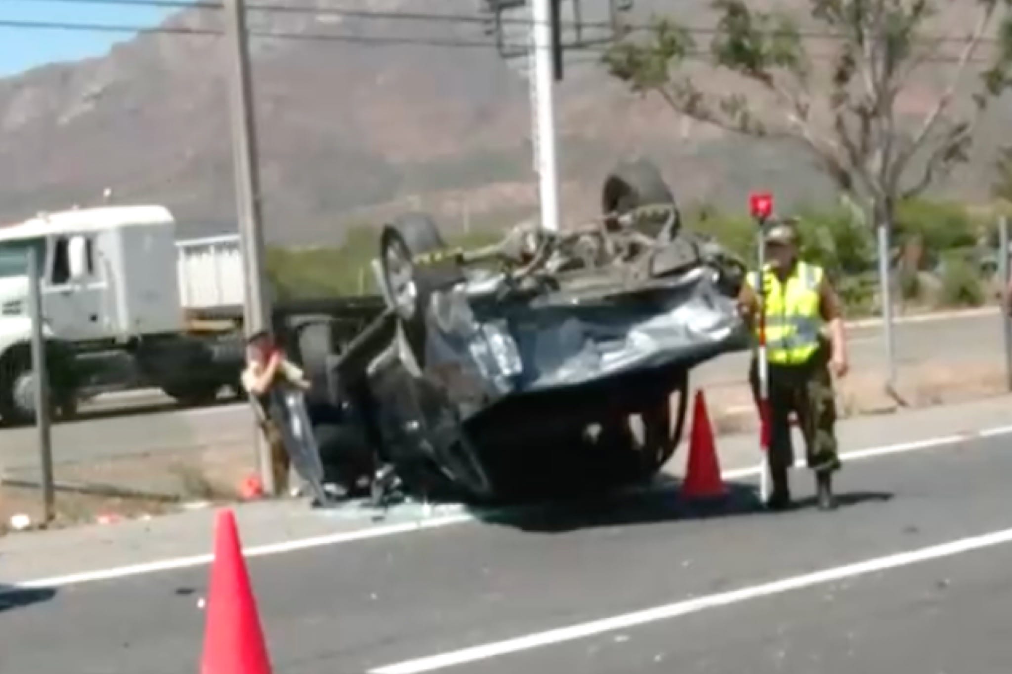 Conductor de bus realizó arriesgada maniobra para evitar más accidentados en Ruta 68