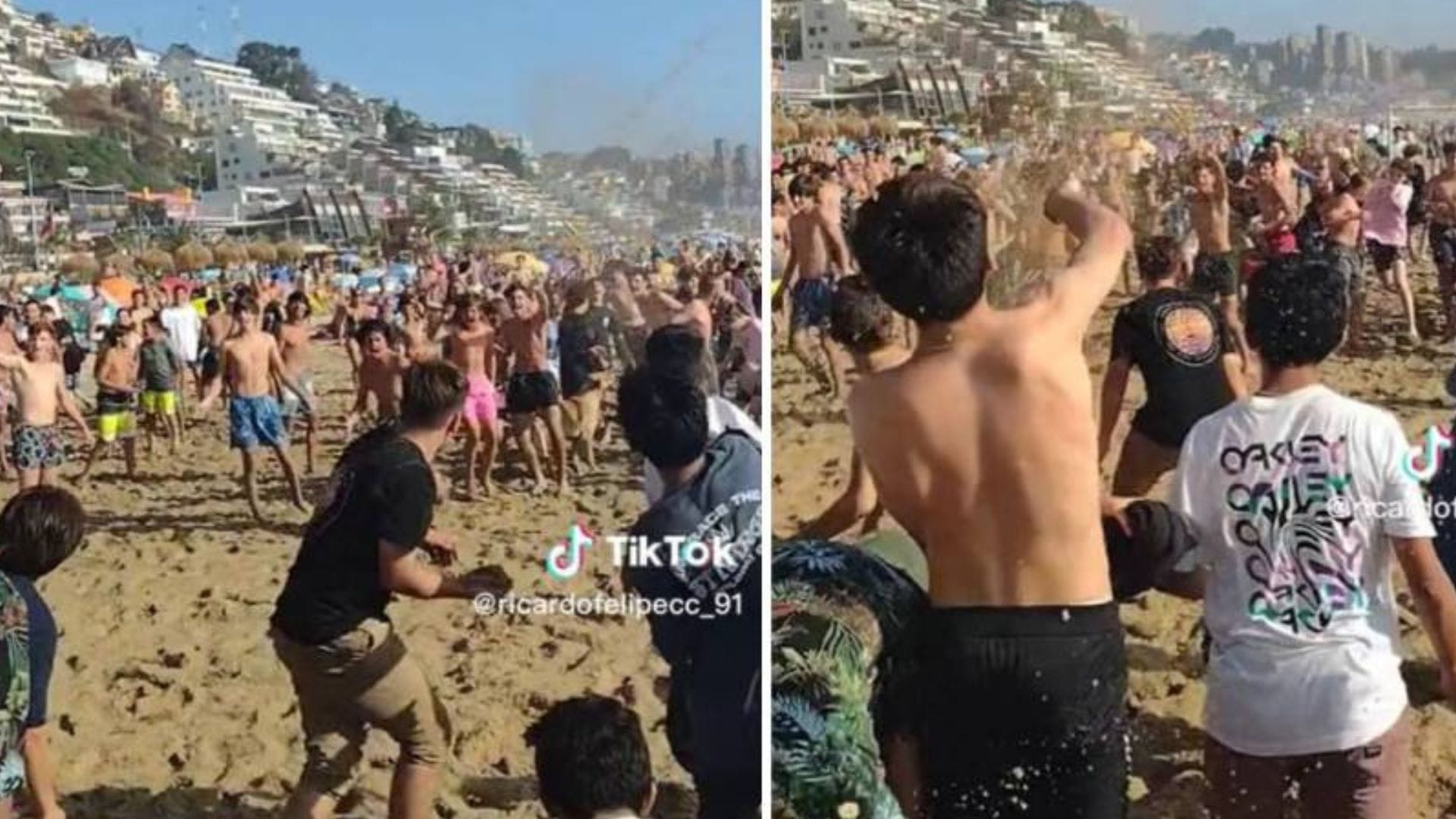 Chilenos y argentinos se enfrentan tras partido de fútbol playa