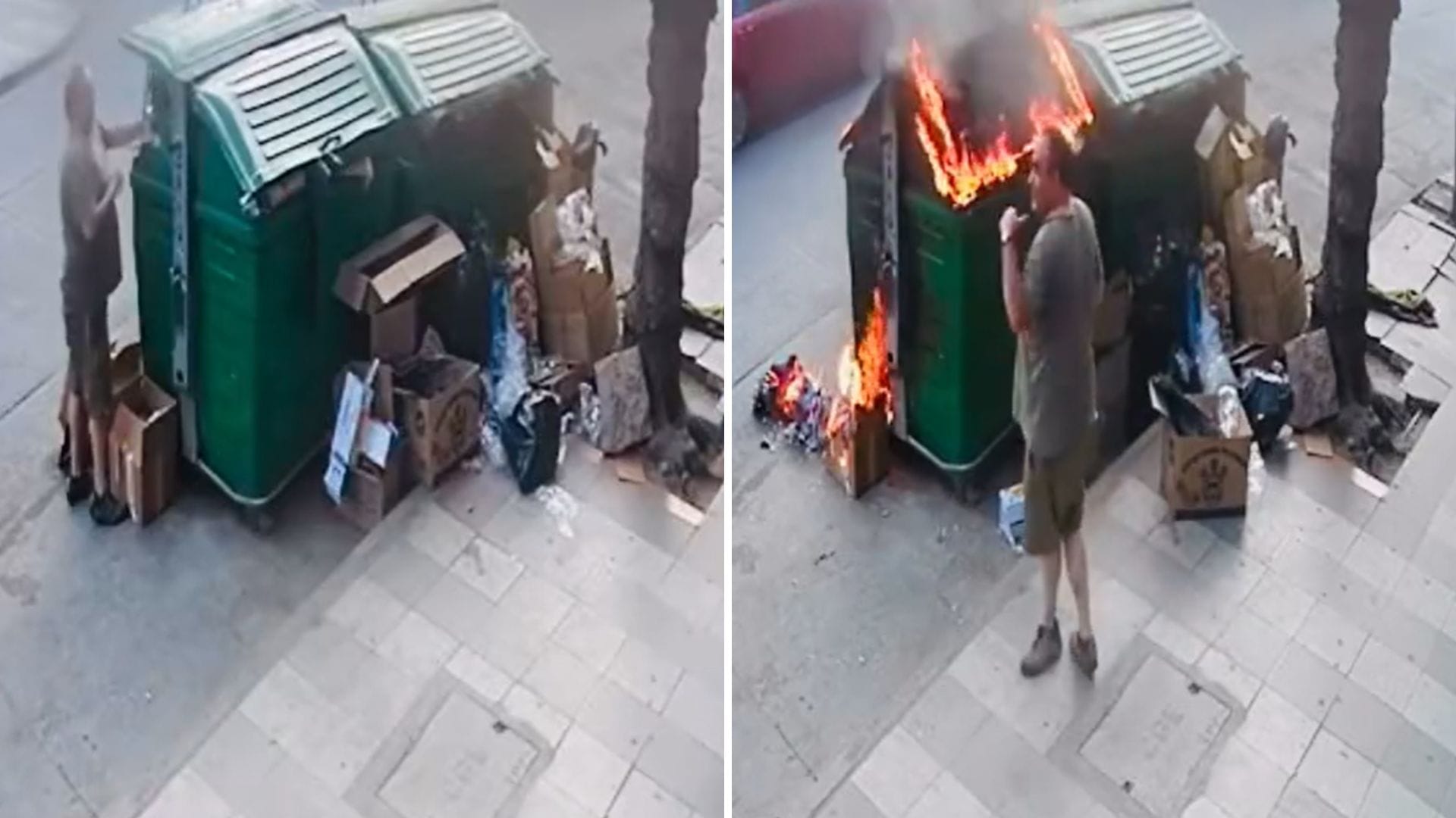 Hombre quemó un basurero en pleno centro de Viña del Mar: Se hizo pasar por bombero pero fue detenido por incendio