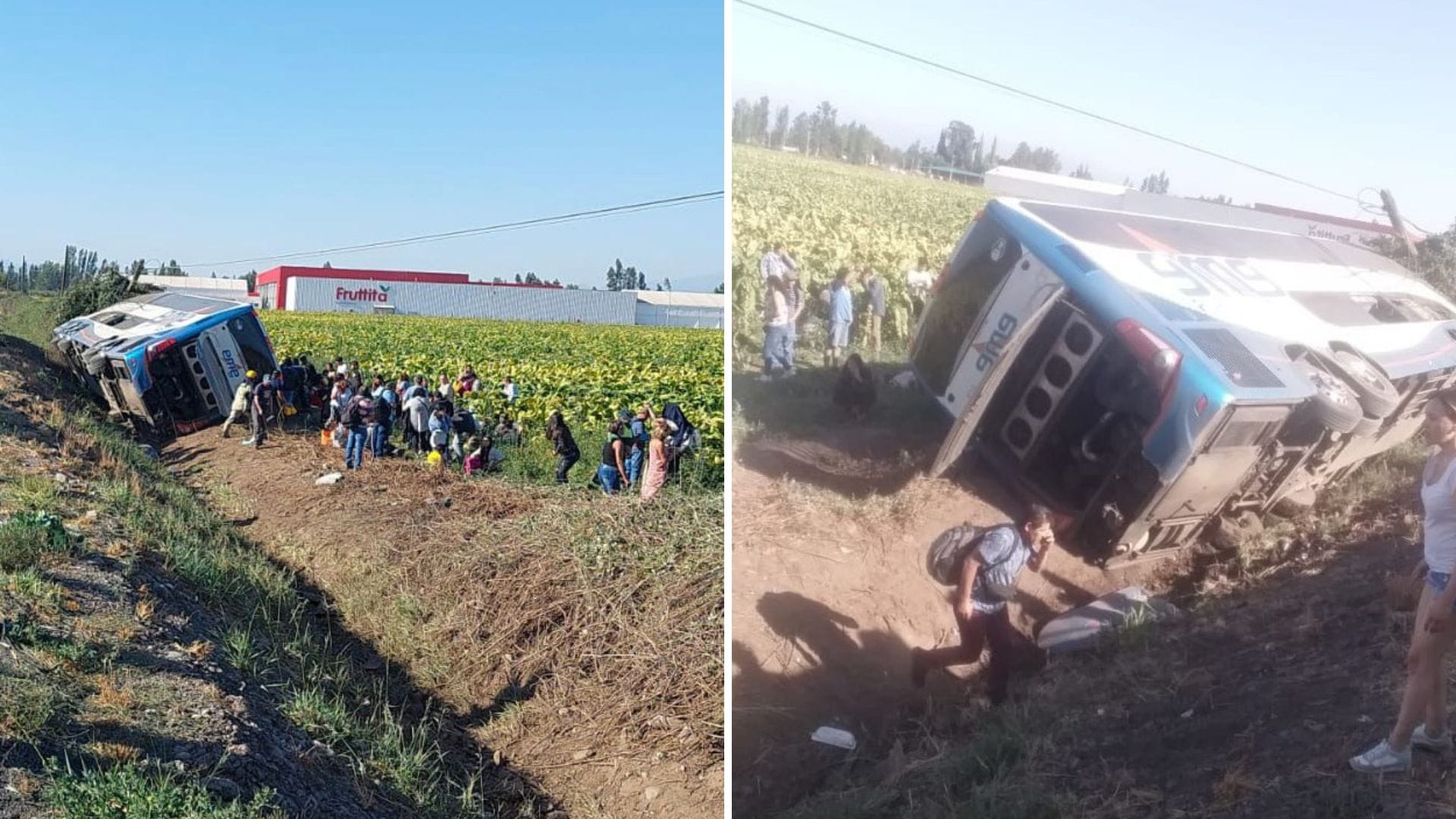 Bus de dos pisos que salió desde el Biobío hacia Santiago volcó cerca de Curicó dejando un fallecido