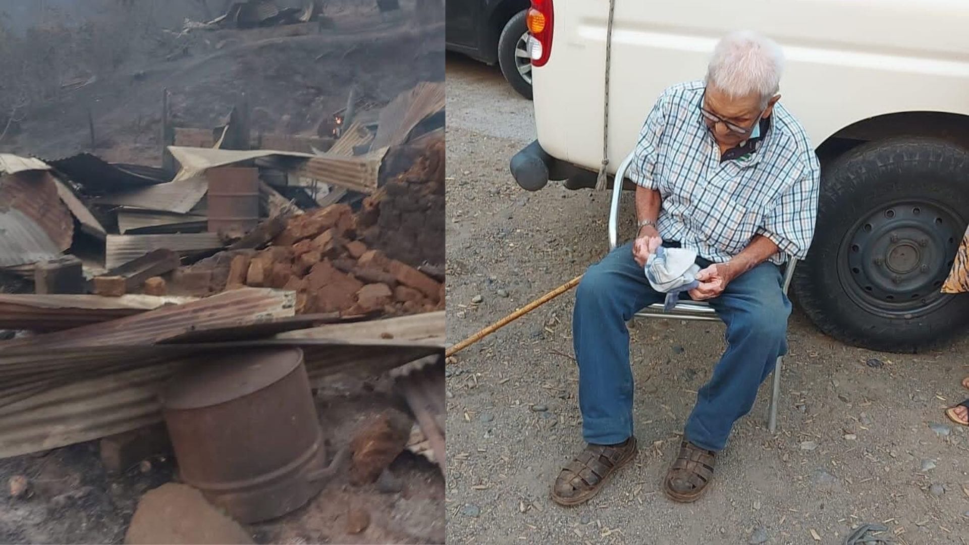 Hombre de 103 años perdió su casa y a sus 16 perros producto del incendio en Quillón