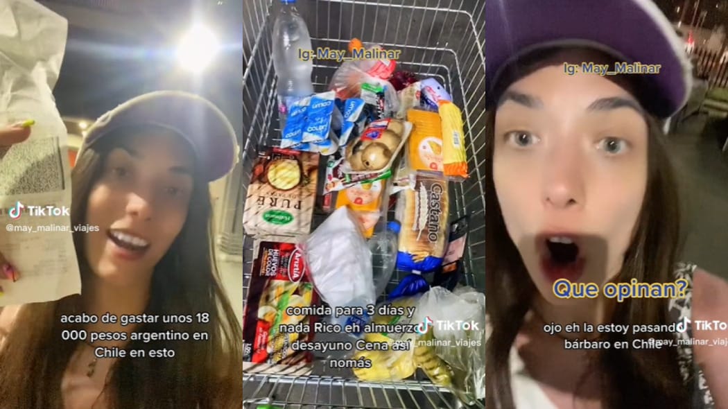 Tiktoker argentina se vuelve viral por su asombro con los precios en Chile: ‘¡Para 3 días y nada rico!’