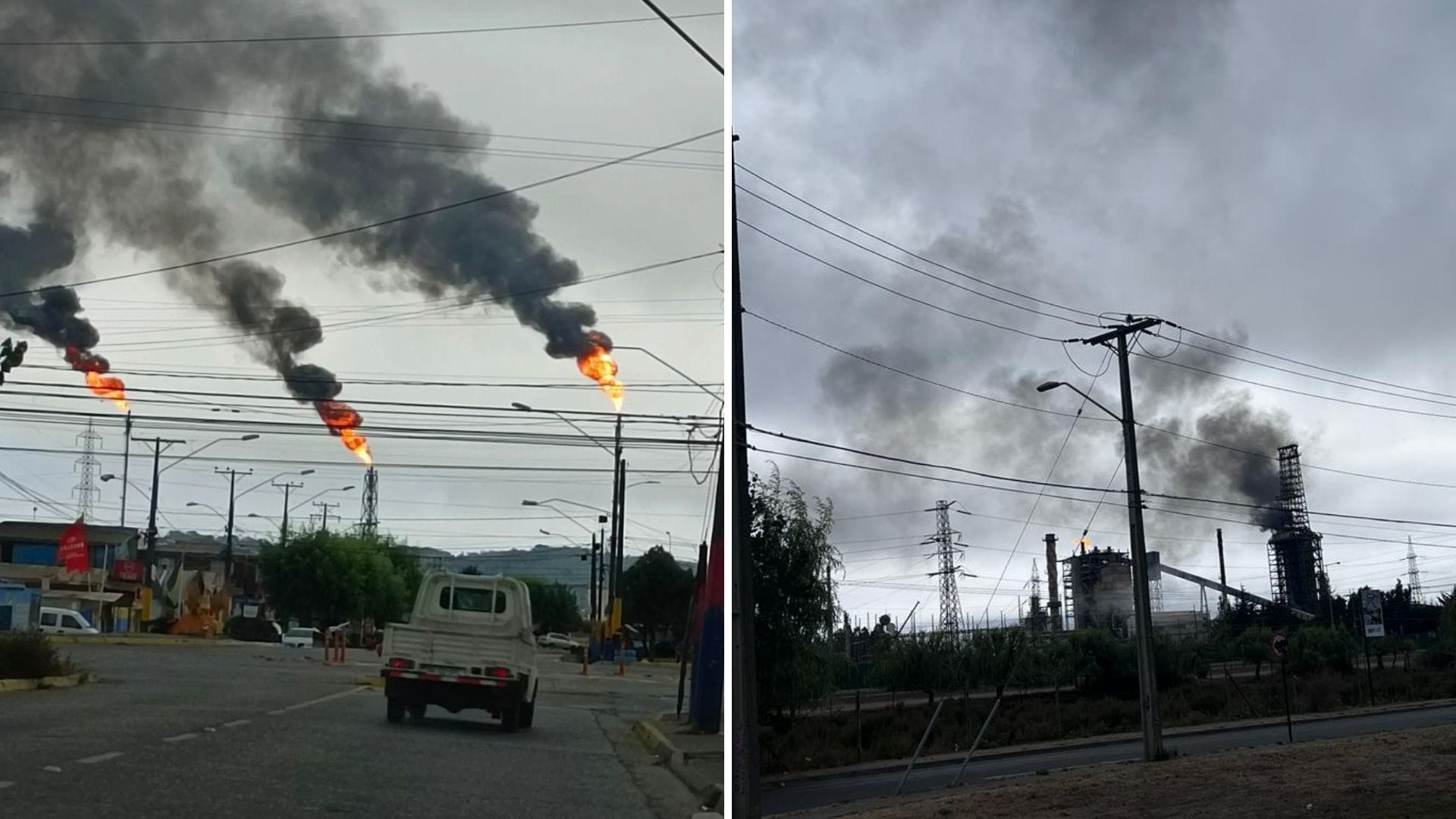 Reportan corte eléctrico en ENAP: Llamaradas y humo negro preocupan a la comunidad de Hualpén
