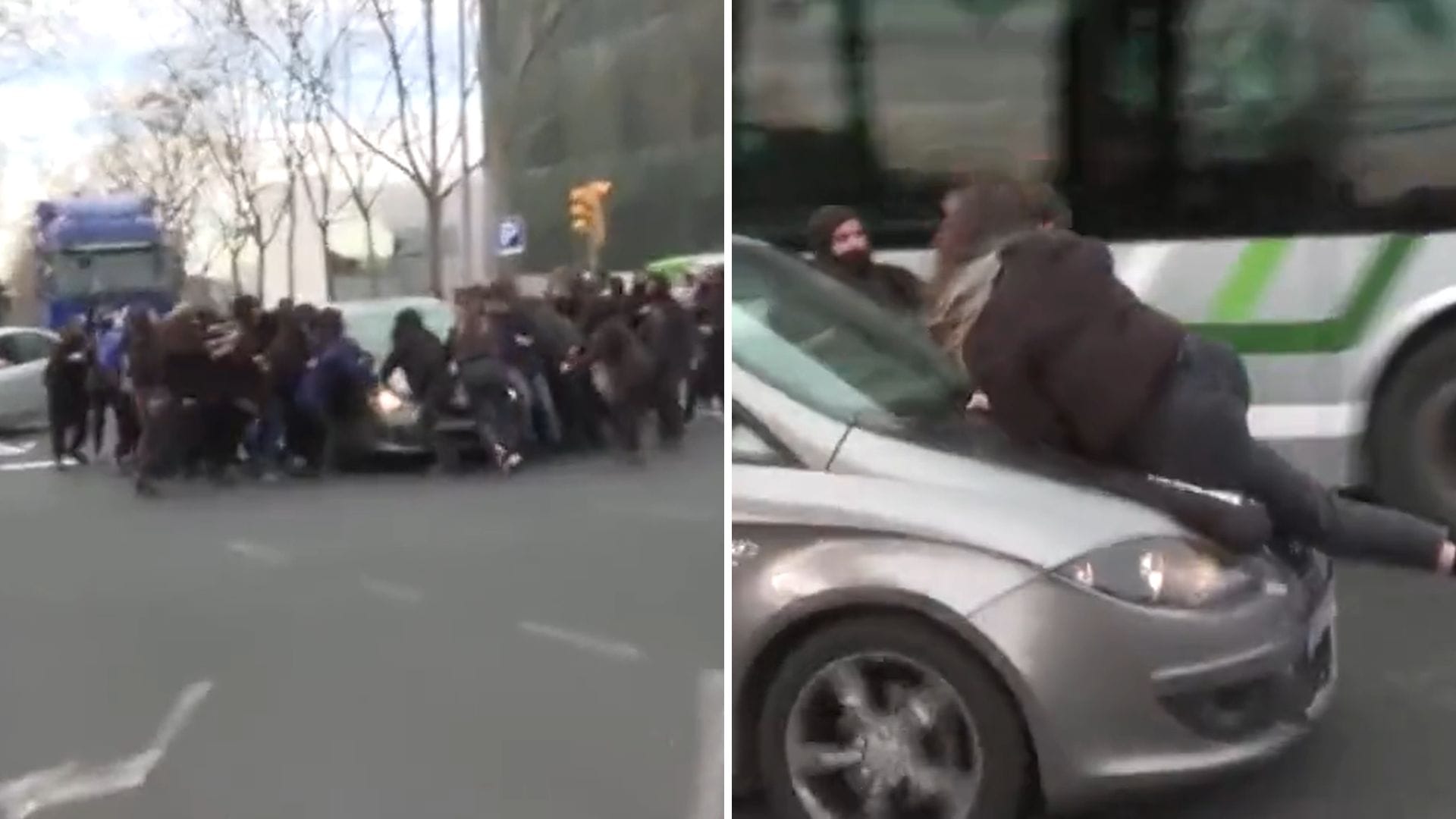 Hay varias heridas: Conductora atropella y arrastra a manifestantes durante marcha por el Día de la Mujer en Barcelona