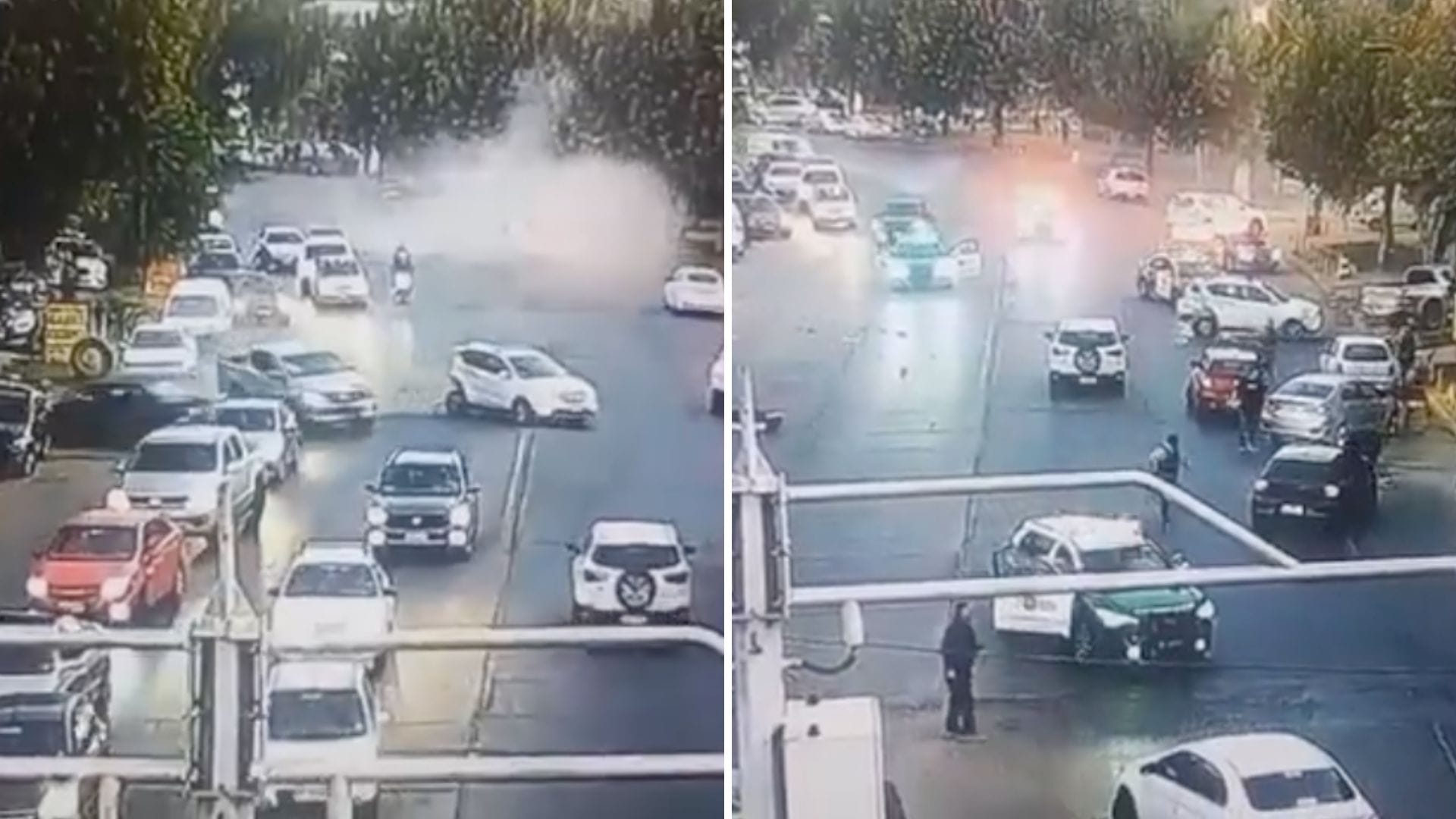 Sujeto intentó atropellar a un carabinero: Captan colisión múltiple en medio de persecución policial en Conchalí