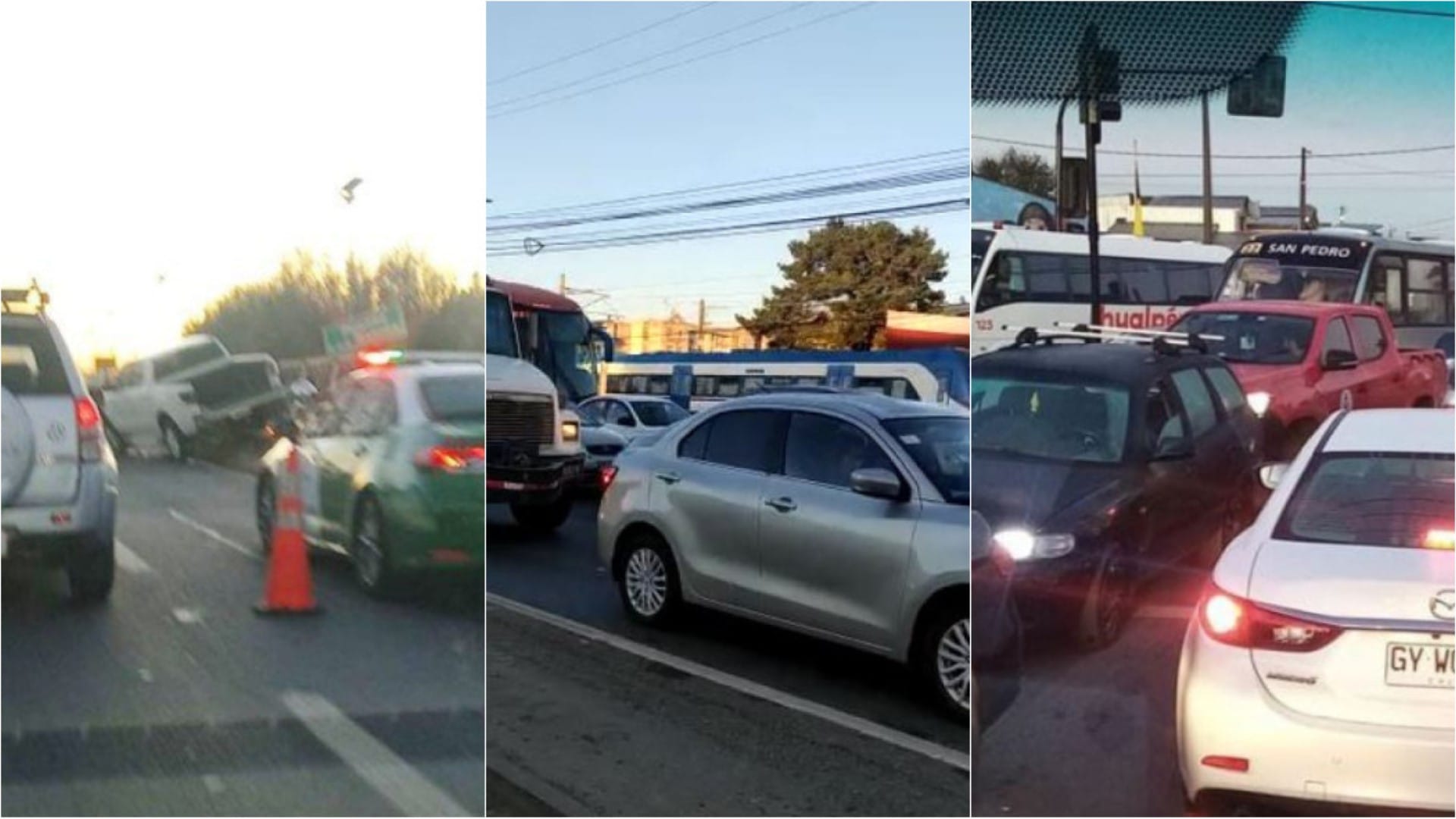Accidente de tránsito genera taco gigantesco en Ruta 160 desde Coronel hacia Concepción