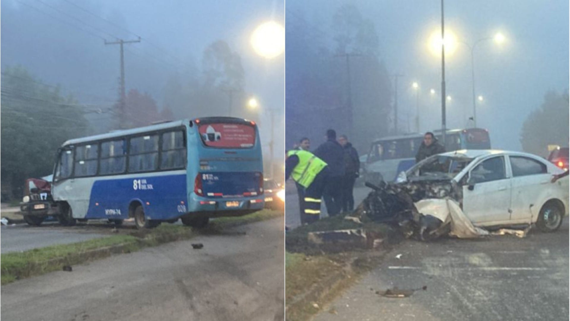 Enorme taco en Chiguayante: Micro quedó atravesada en las vías tras colisión vehicular