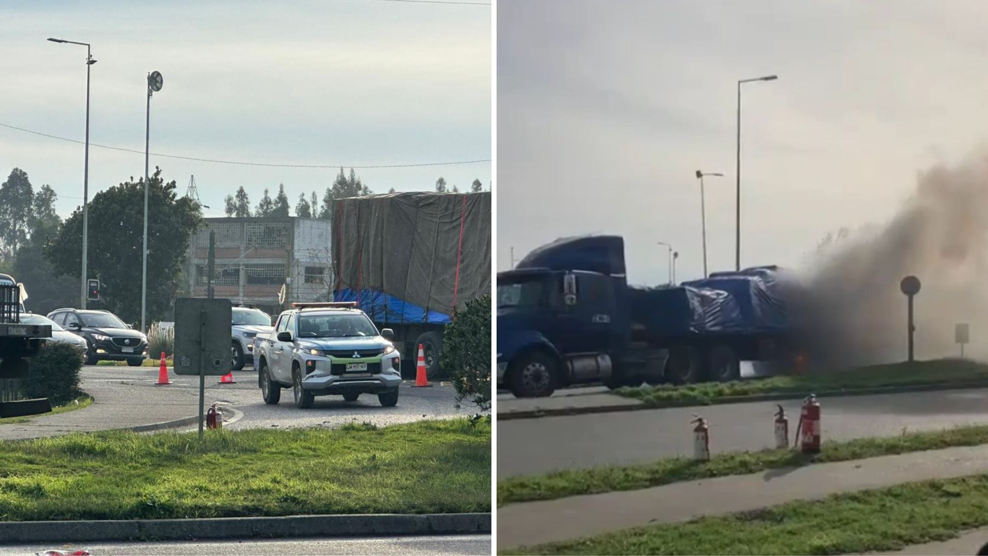 Taco kilométrico: Camión quemado se mantiene obstaculizando el acceso hacia Puente Llacolén