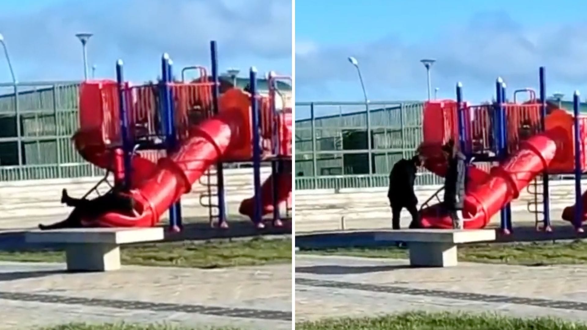 Quedó atorado: Presidente Boric sufrió chascarro en un tobogán para niños en Punta Arenas