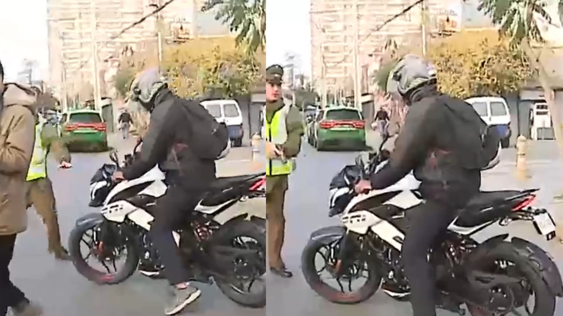 Tenso momento: Carabinero desenfundó su arma en vivo ante intento de fuga de motorista para evadir control