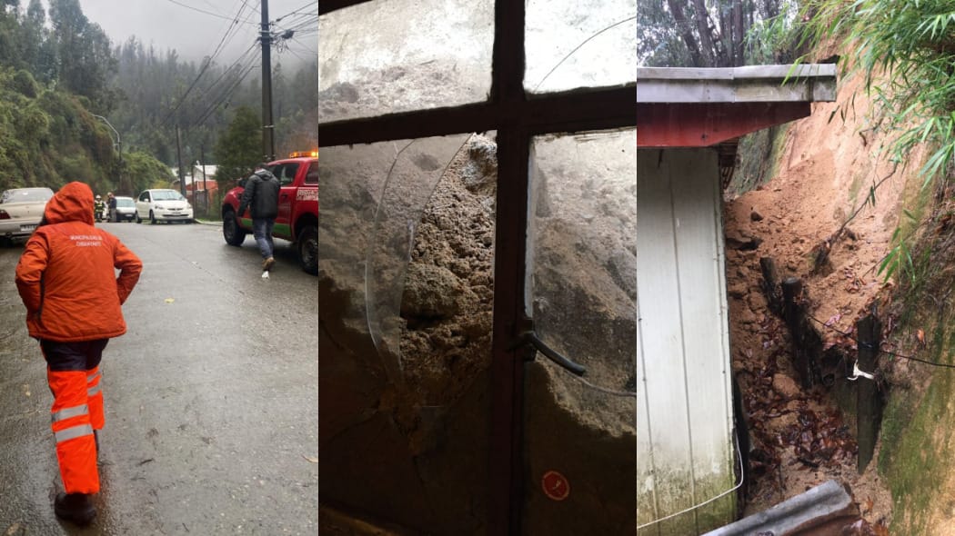Ladera de un cerro se desprendió y cayó sobre una vivienda en Chiguayante: Tres damnificados