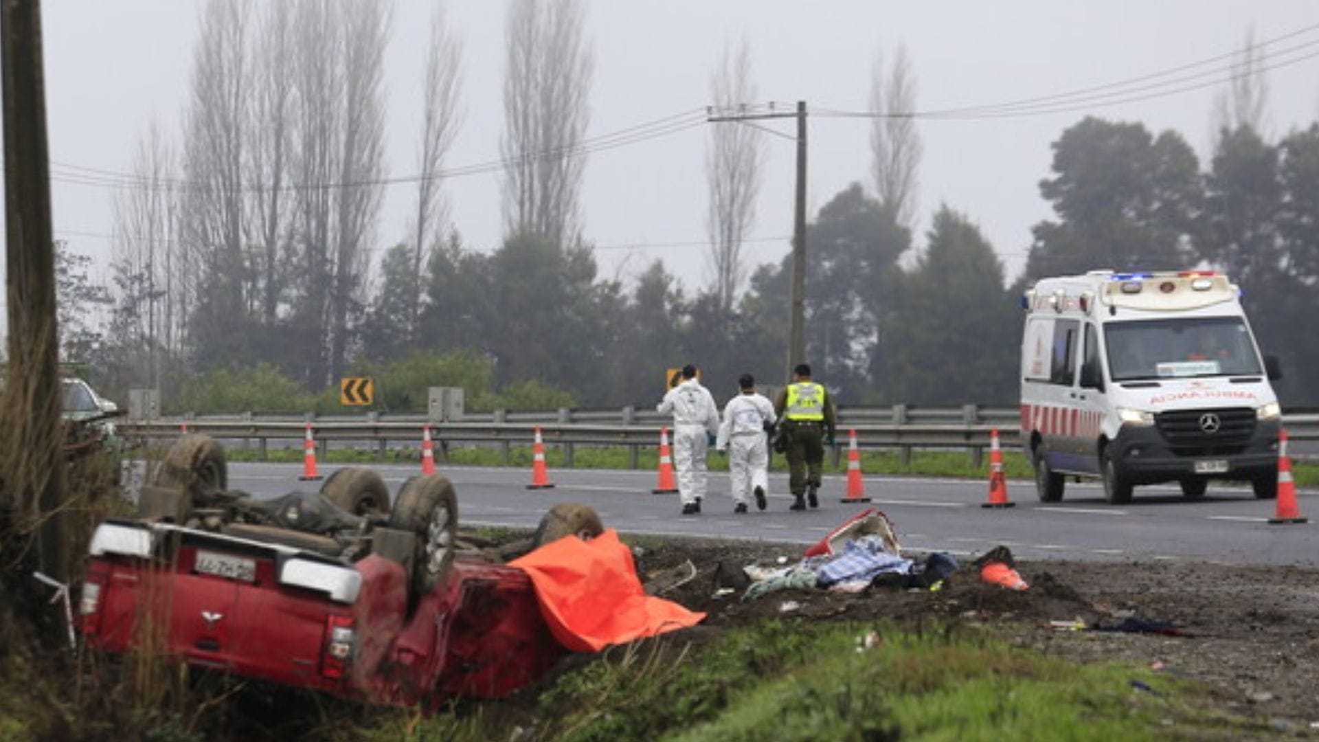 Suben a nueve los fallecidos tras accidente en la Ruta 5 a la altura de San Javier en el Maule