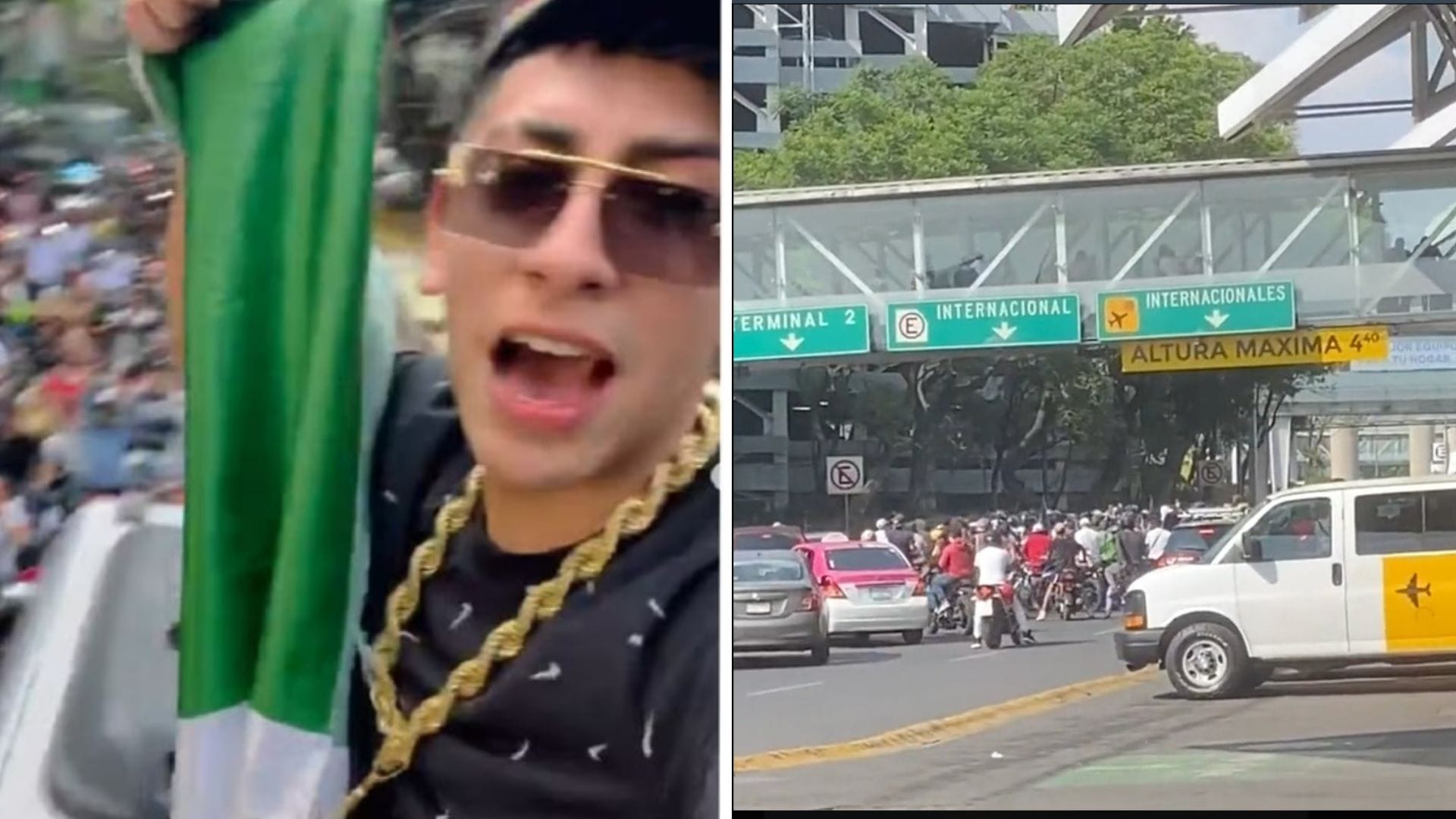 Haciendo Patria: Cientos de motociclistas generan caos al recibir a Jordan 23 en el aeropuerto de México