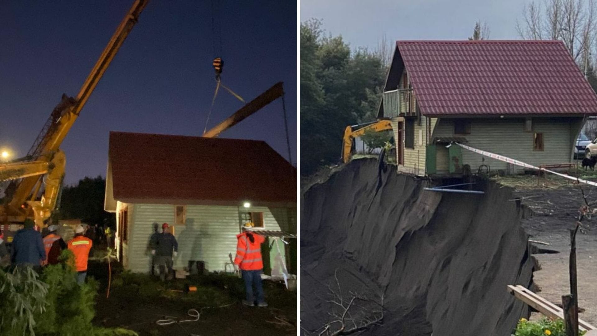 Salvan casa que estaba colgando en estero de Yumbel: Usaron grúa que soporta 55 toneladas
