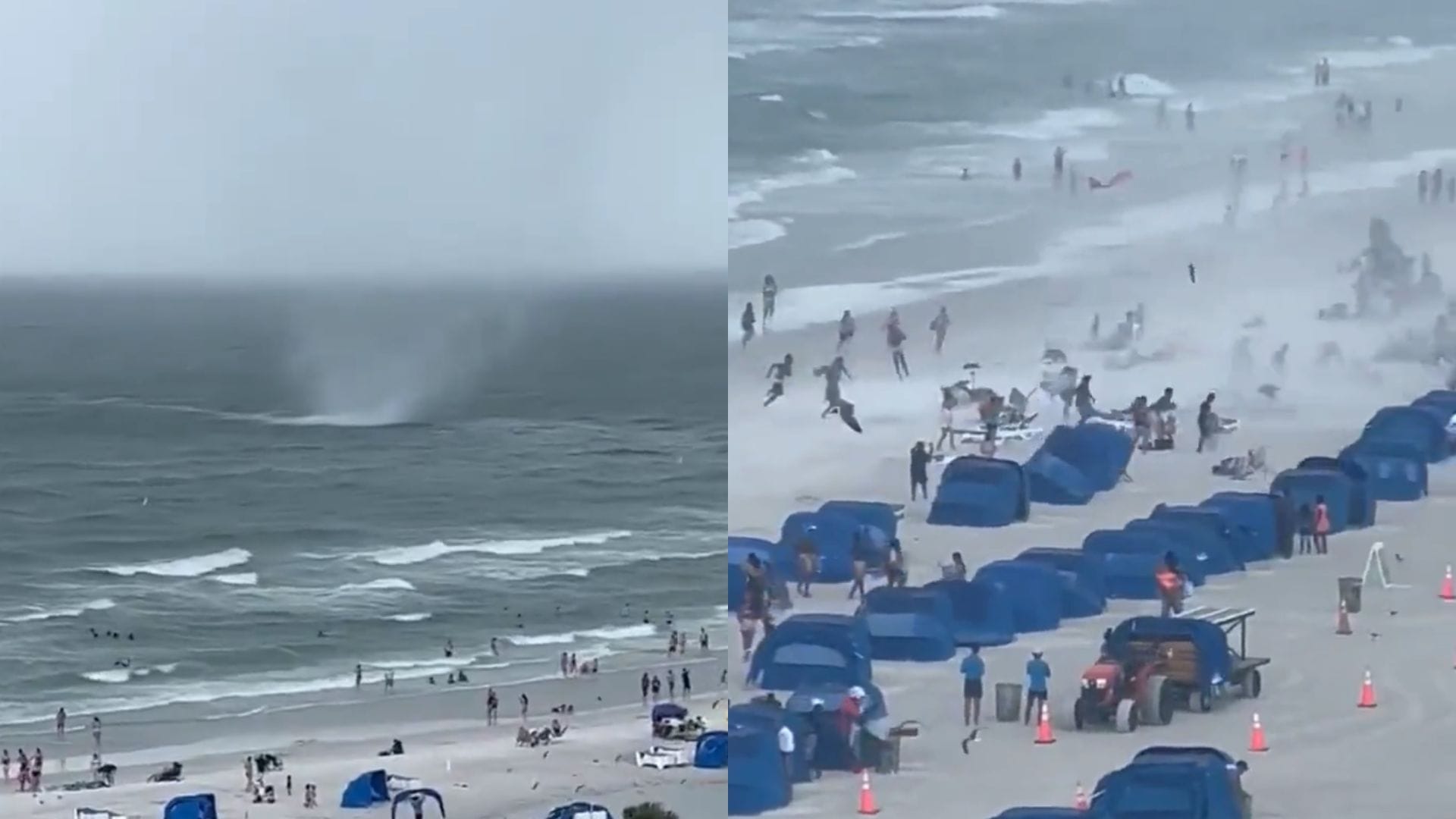 Pareja de adultos mayores resultó herida: Captan impactante tromba marina en una playa de Florida, Estados Unidos