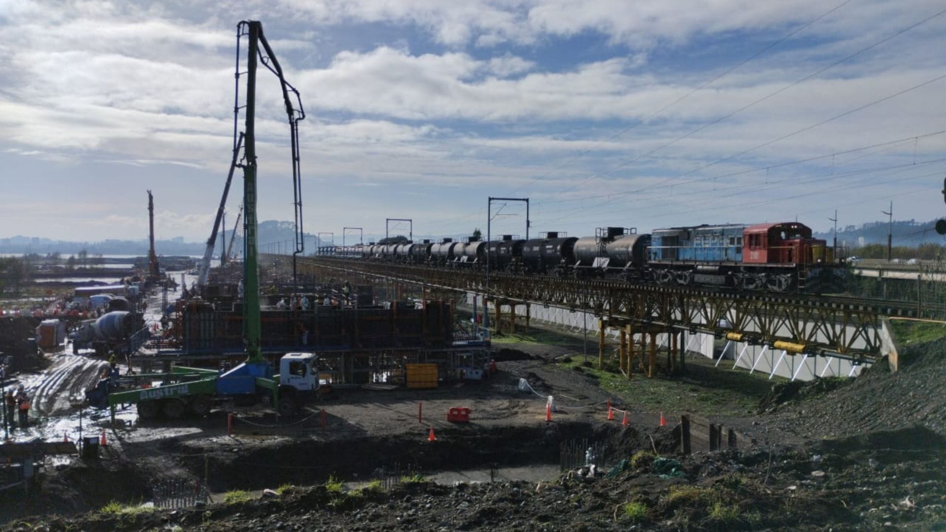 23% de avance presentan las obras del Puente Ferroviario: Faenas ya se aprecian en San Pedro de la Paz