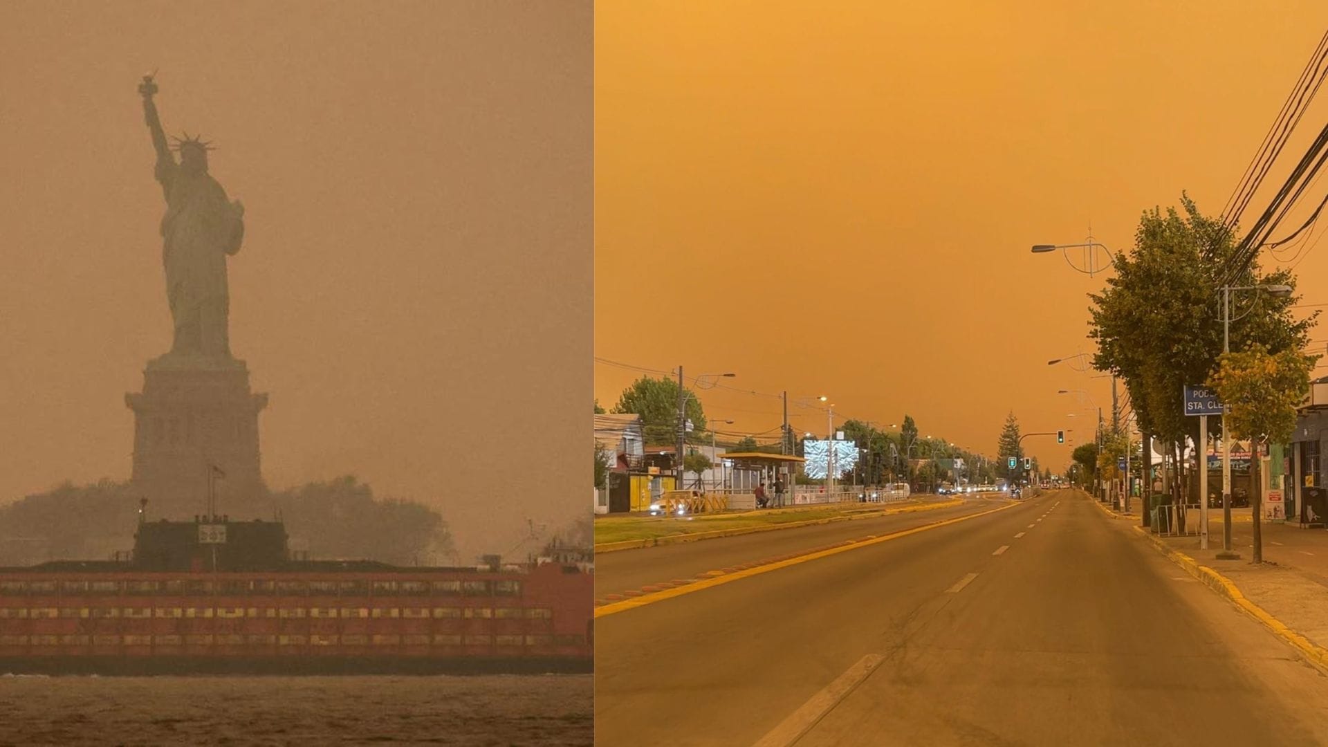 Impresionante similitud entre la contaminación por incendios forestales en Chiguayante y Nueva York
