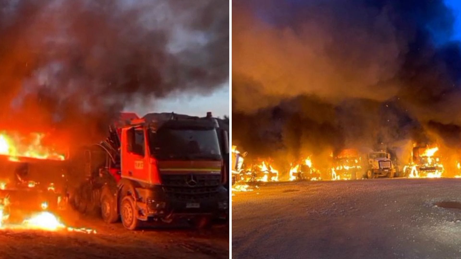 Reportan ataque incendiario contra al menos 12 camiones en Paillaco