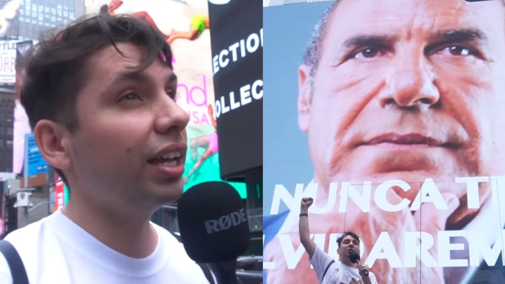 La particular reacción de Checho Irane tras épico troleo de Fabrizio Copano en Times Square de Nueva York