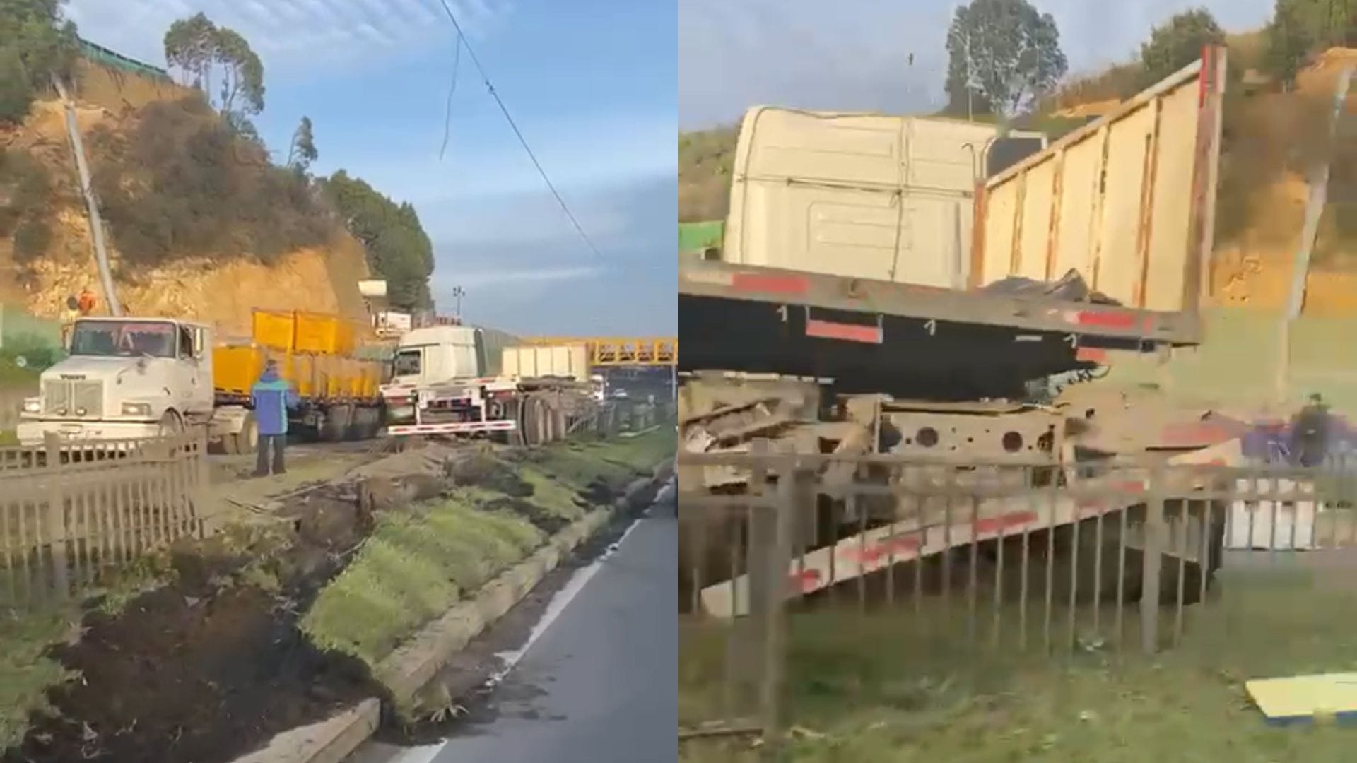 Concepción: Accidente con volcamiento de camión en Avenida Costanera provoca gran congestión