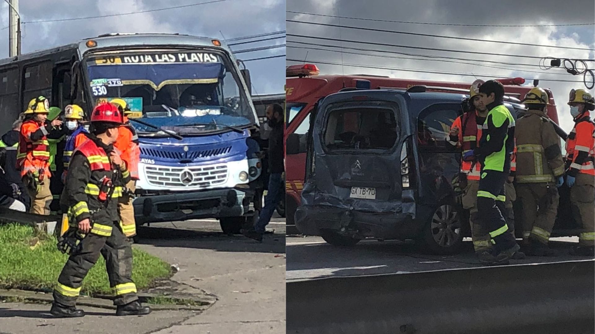 Micro chocó con vehículo en ruta que une Penco y Concepción