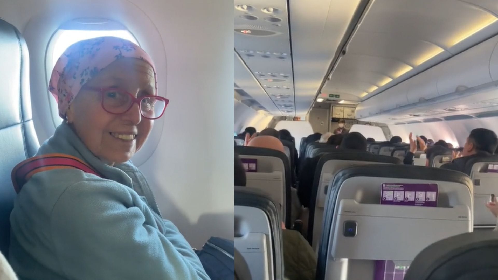 ¡Aplaudió todo el avión! Piloto homenajeó en pleno vuelo a mujer que terminó su tratamiento contra el cáncer