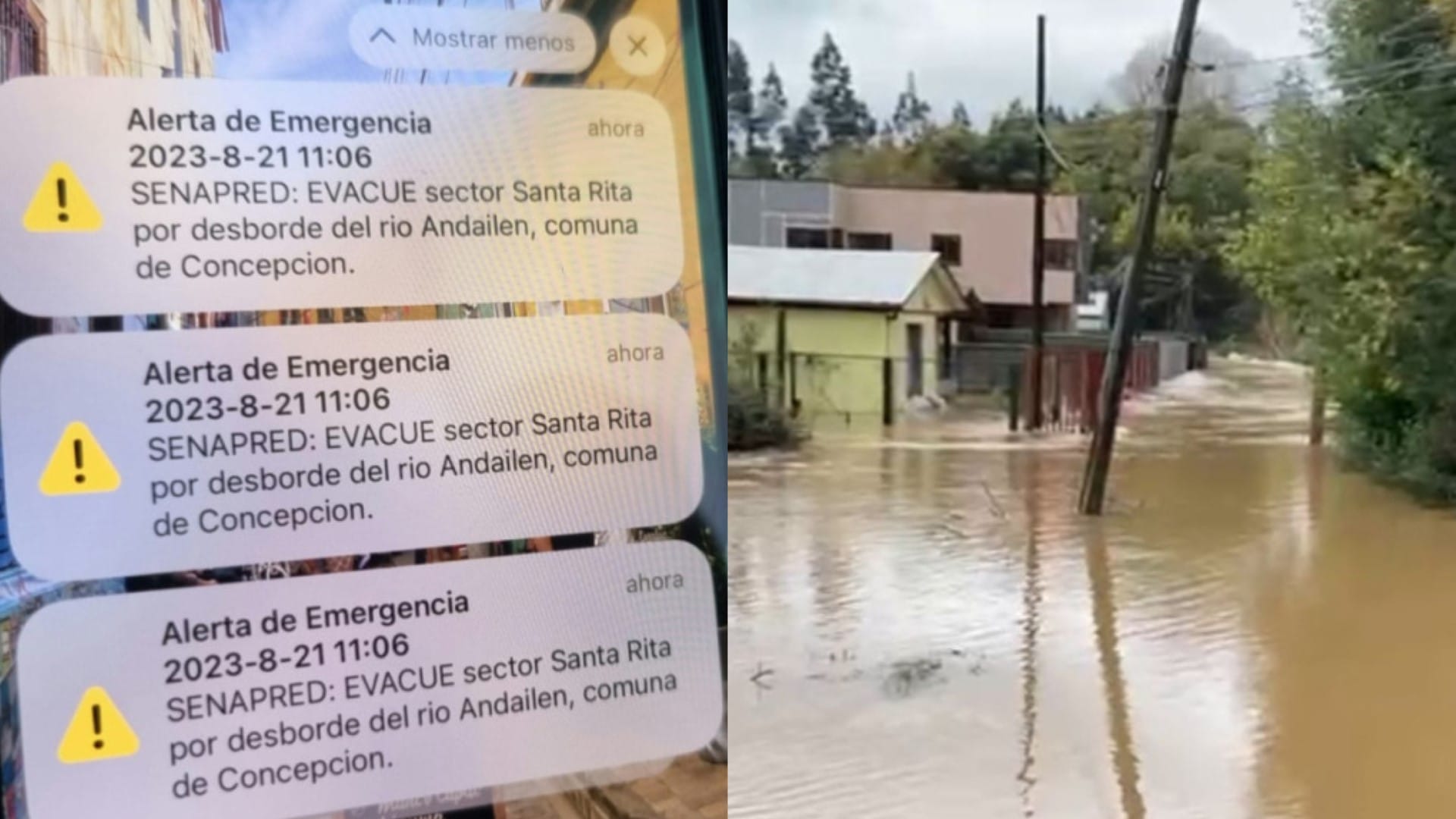 Alerta en Concepción: Desborde del río Andalién afecta a múltiples viviendas del sector Santa Rita