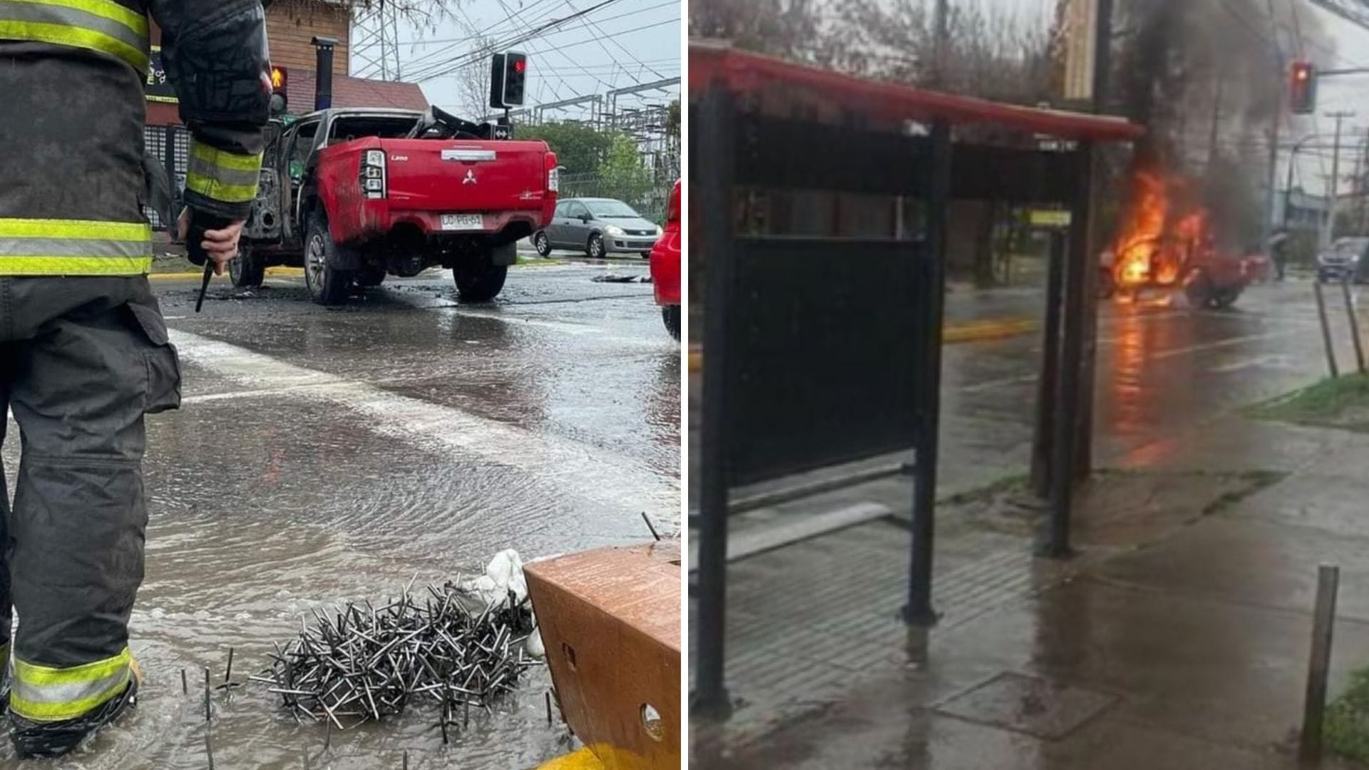Asaltan ServiEstado en Peñalolén: antisociales huyeron en medio de disparos y una camioneta incendiada