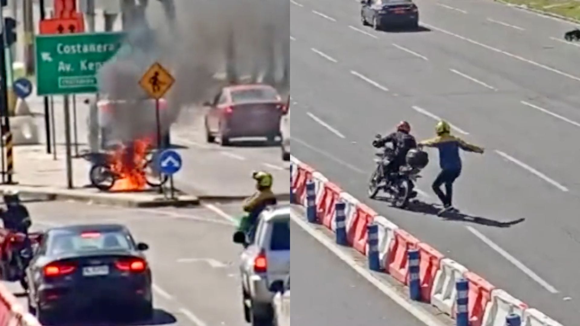 Conductor incendió su moto, mordió a un inspector municipal e intentó subirse a vehículos para escapar de fiscalización en Las Condes