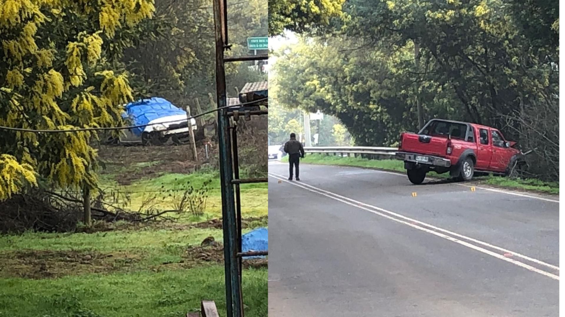 Dos muertos tras choque frontal entre dos vehículos: Uno de ellos cayó en una zanja en Talca