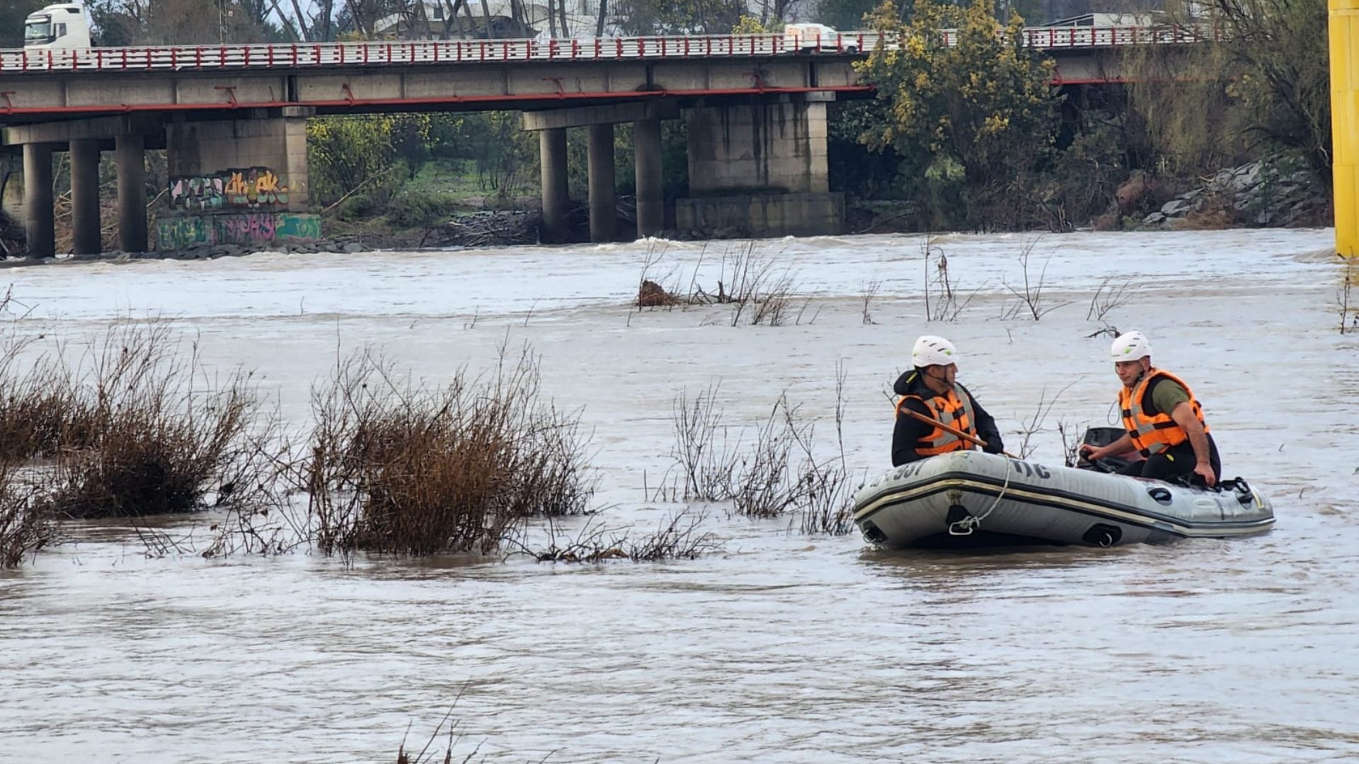 Realizan intensa búsqueda de hombre que habría caído al lecho del Río Ñuble