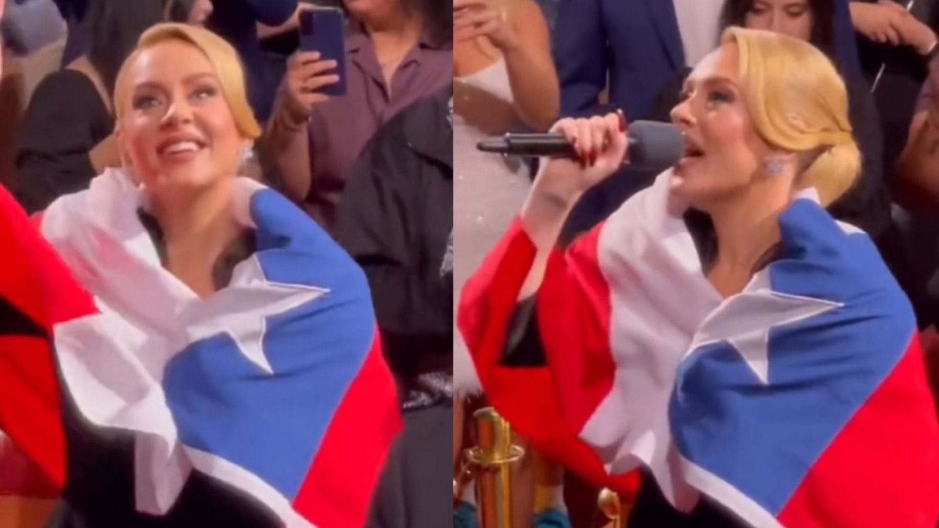 ¿Vendrá a Chile? Adele sorprende a fanáticos luciendo bandera chilena en concierto