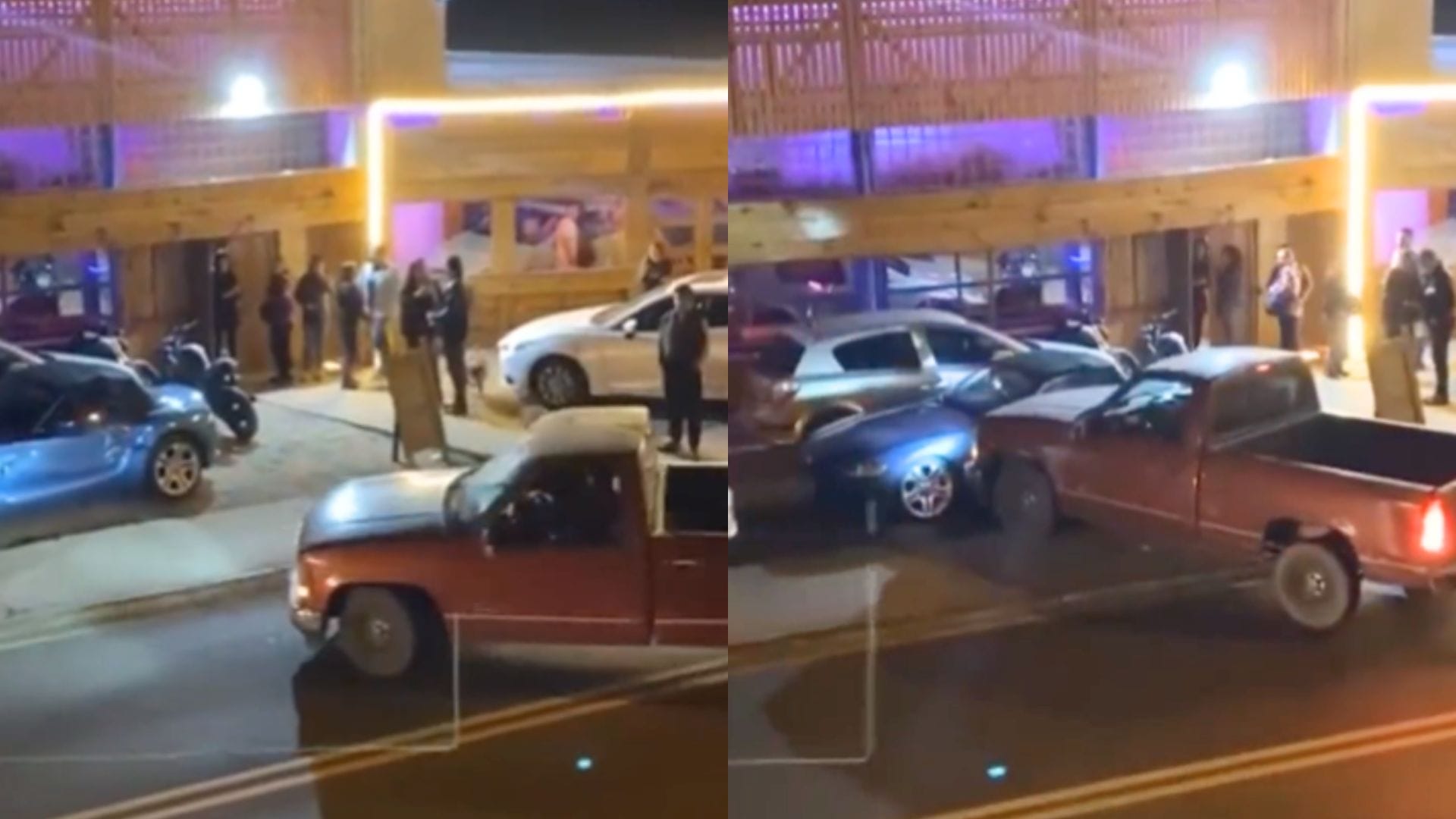 “¡Mira cómo dejó el auto!”: Descontrolado conductor de camioneta chocó a vehículos estacionados afuera de un pub en Antofagasta