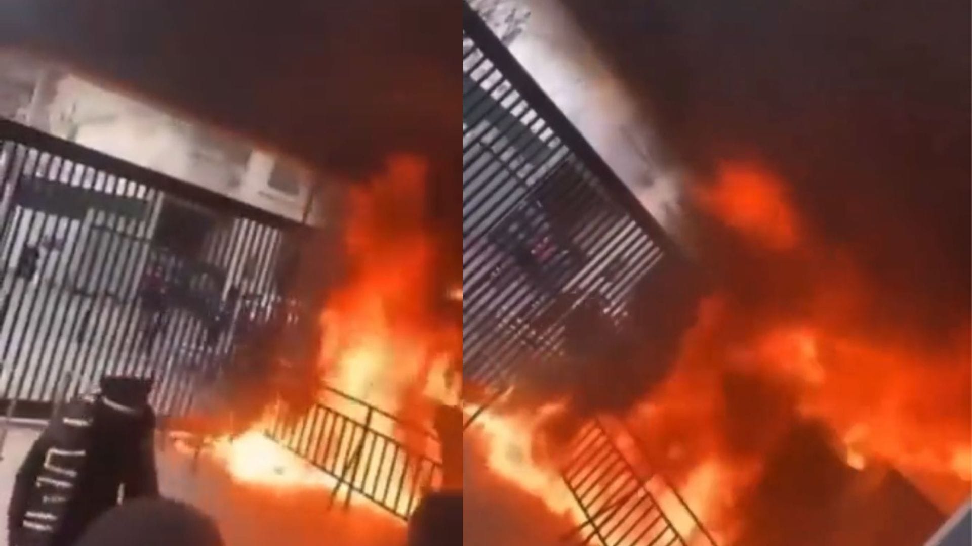 Encapuchados quemaron garita de acceso del Instituto Nacional tras lanzar bombas molotov