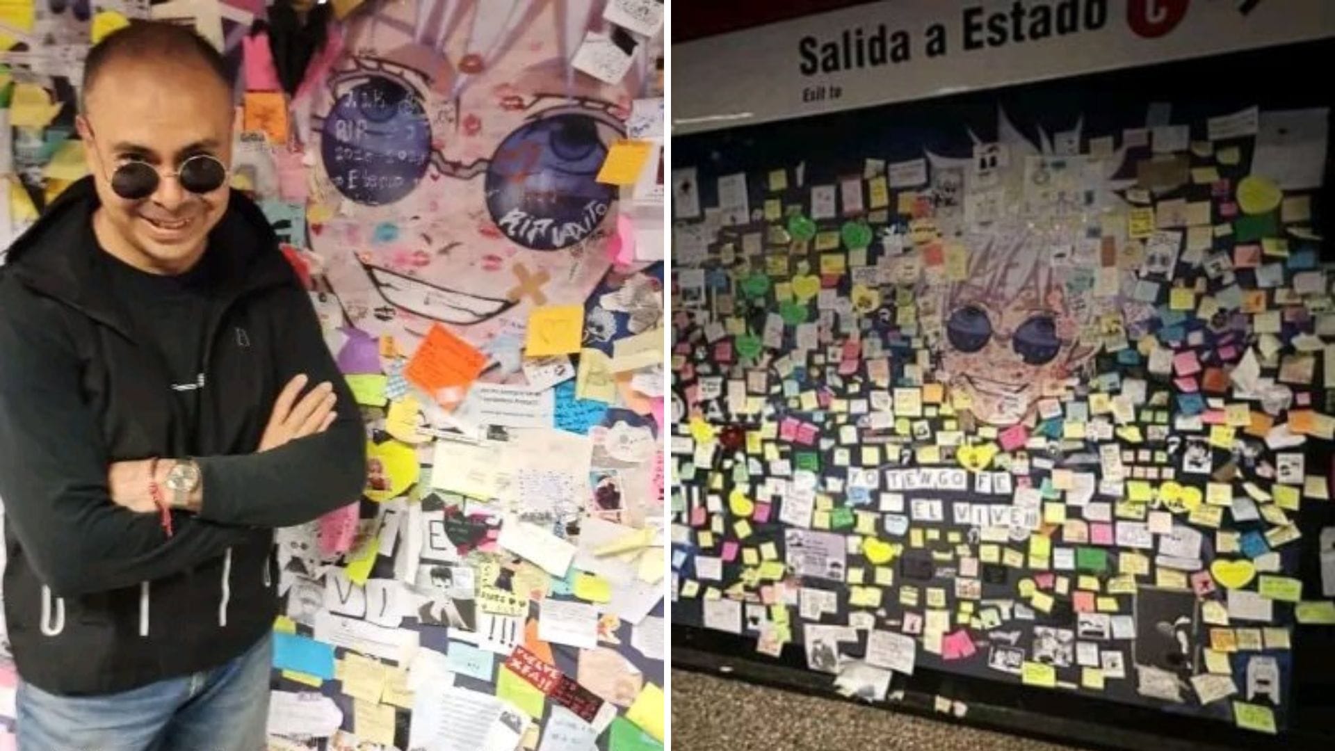 Voz latina de Satoru Gojo visitó animita de Jujutsu Kaisen en Metro de Santiago