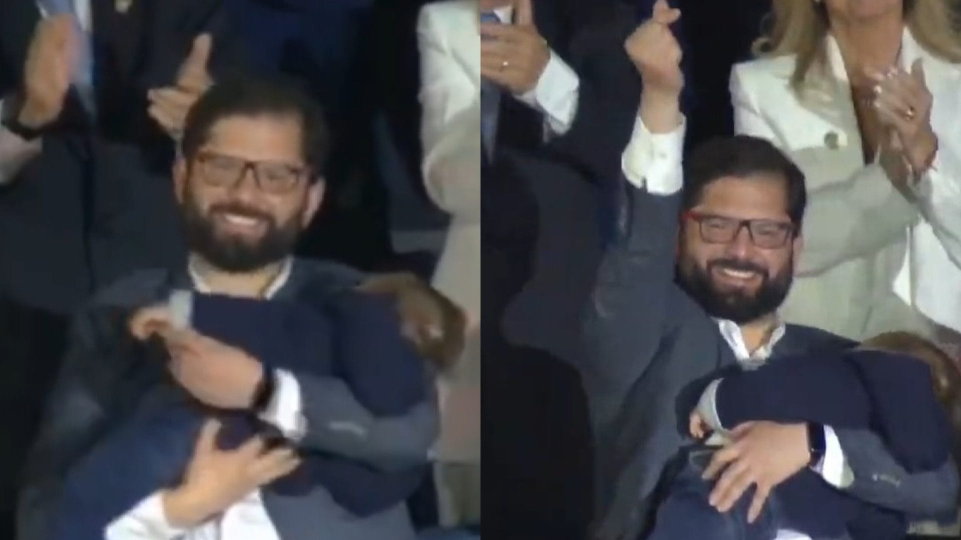 “¿De quién es la guagua?”: Presidente Boric causó intriga tras aparecer con un bebé en la ceremonia de Santiago 2023