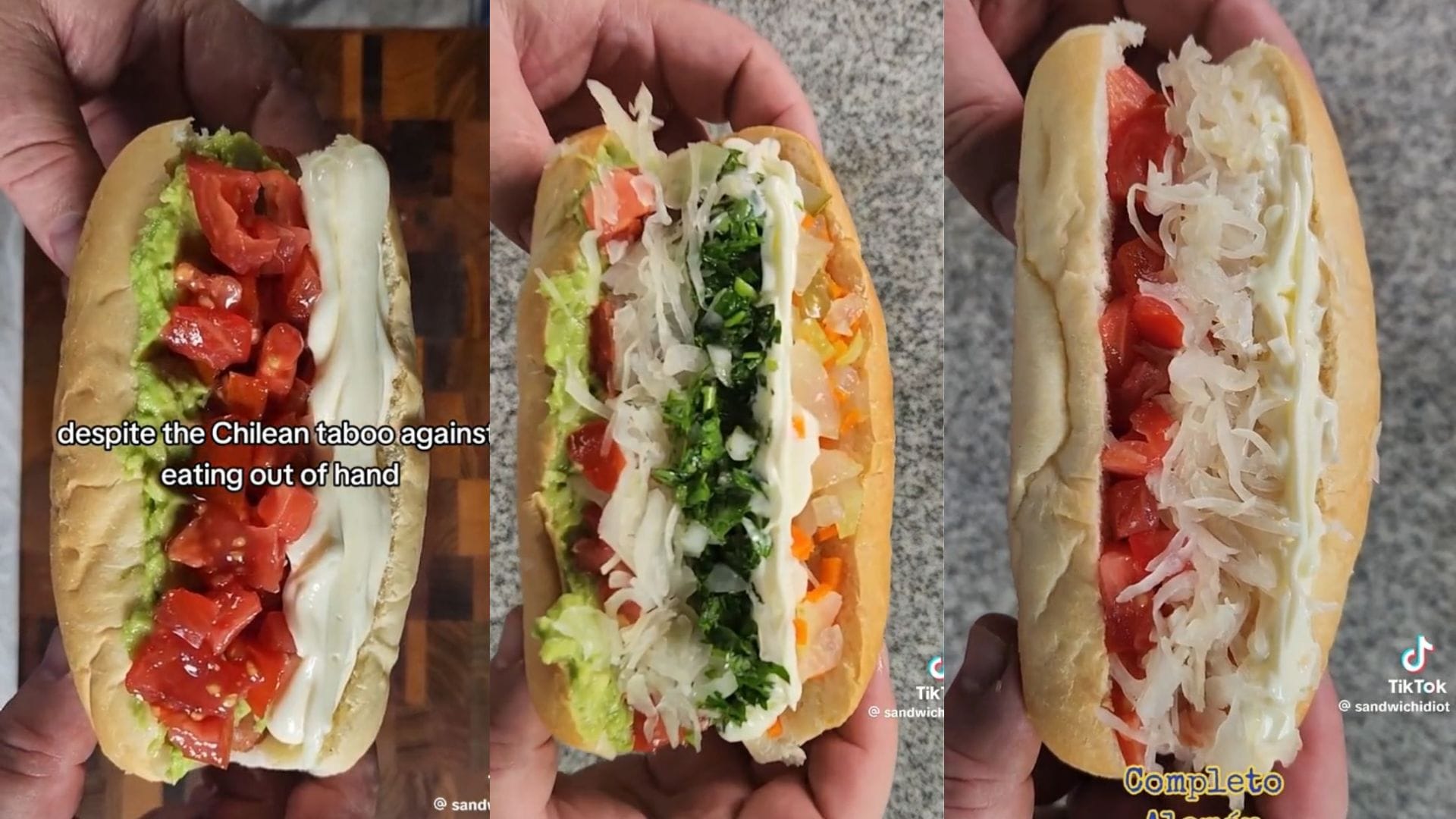 Tiktoker se viralizó tras preparar diferentes tipos de completos: Generó críticas en chilenos por orden de ingredientes