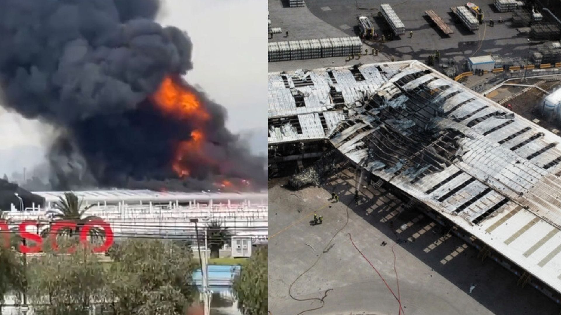 Gigantesco incendio afectó a planta de gas en Maipú dejando trabajadores lesionados