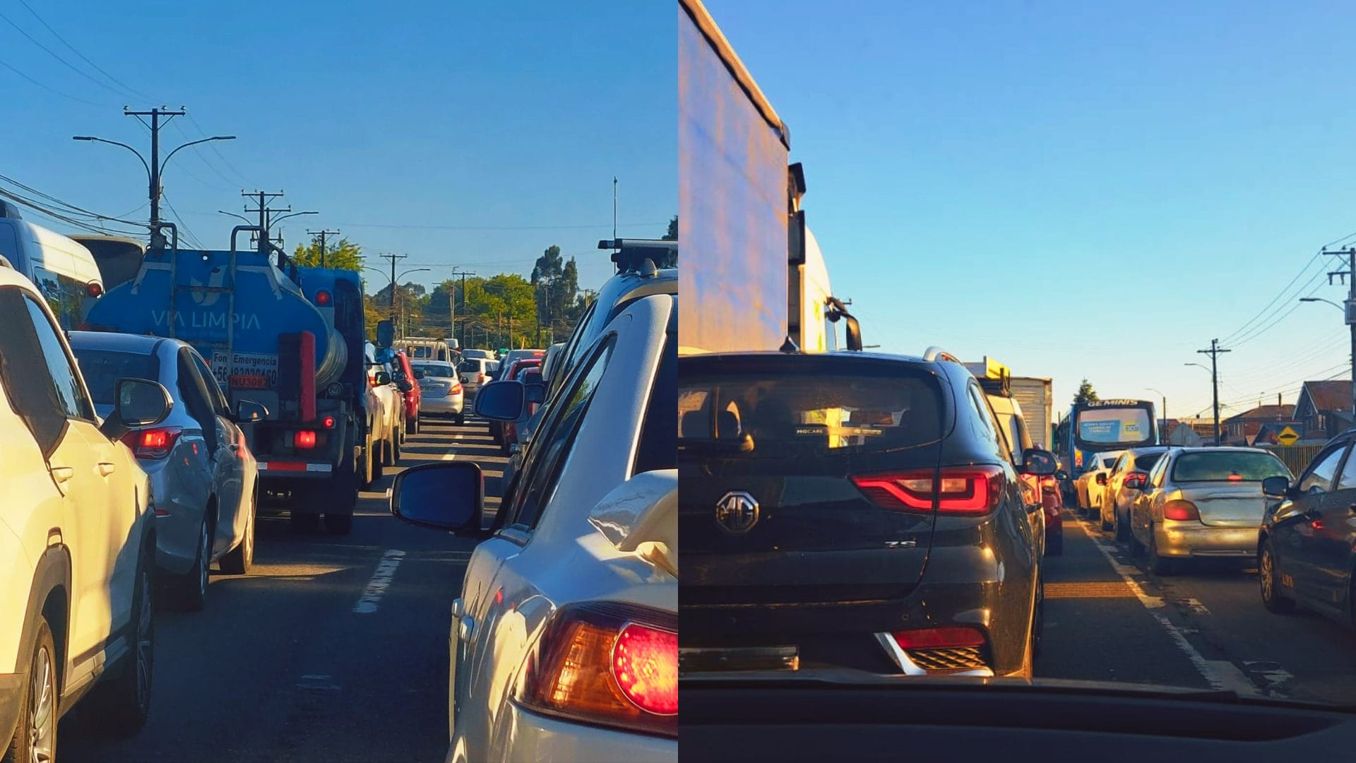 “Las vías están colapsadas”: Se agrava la congestión vehicular en la ruta 160 de San Pedro de la Paz