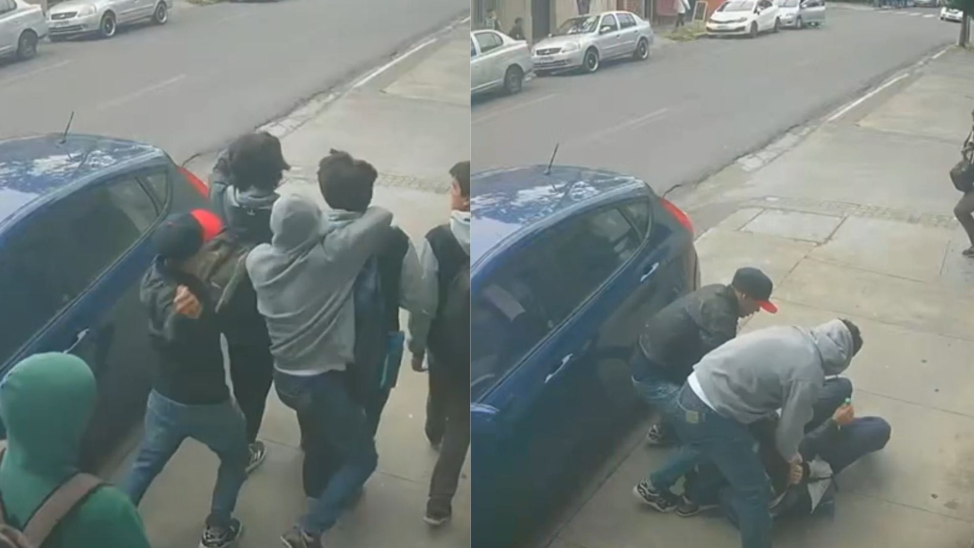 Quedó registrado: Sujetos perpetraron violento asalto a tres jóvenes en el centro de Concepción