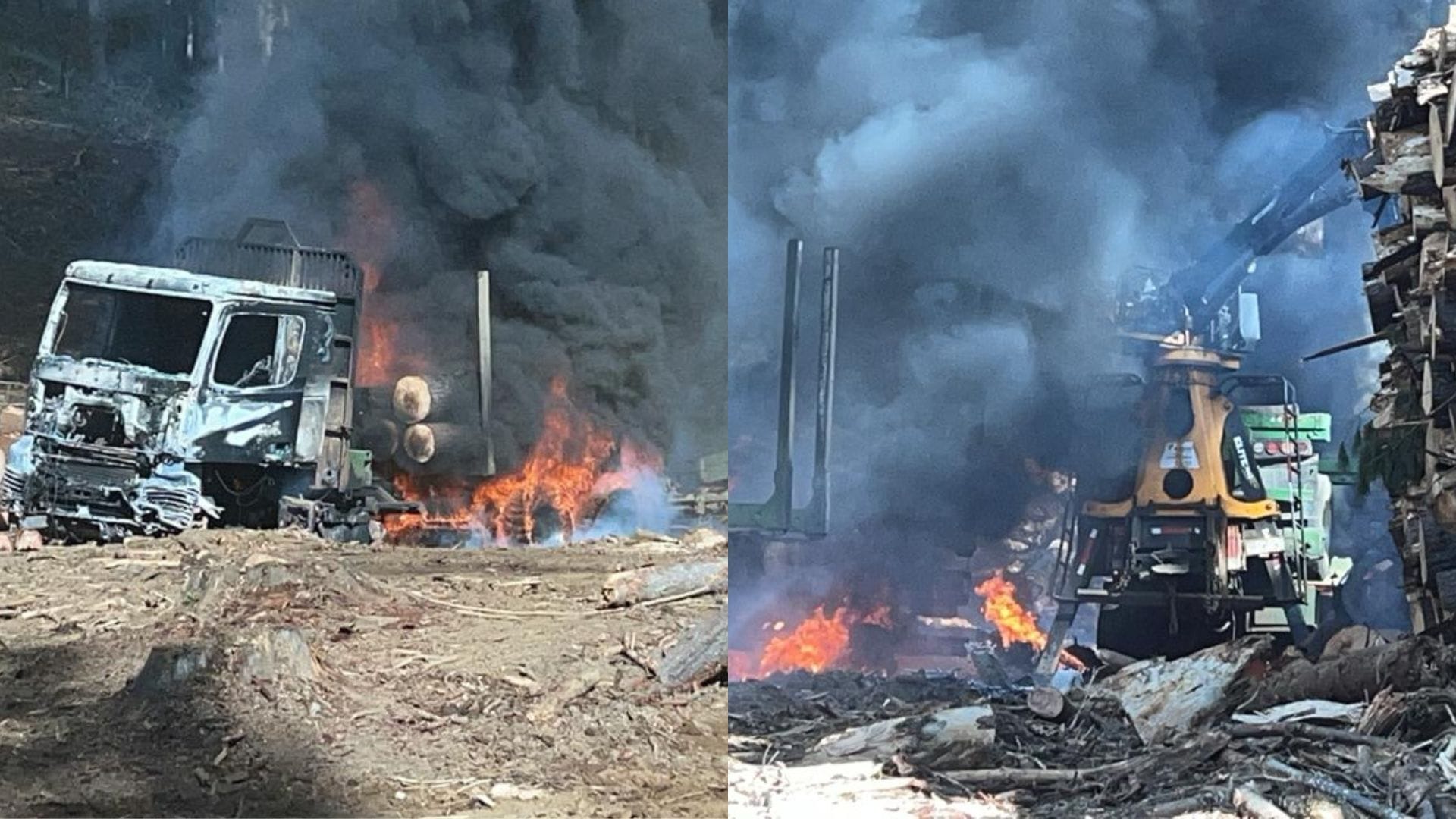 Nuevo ataque deja 4 camiones incendiados en Contulmo