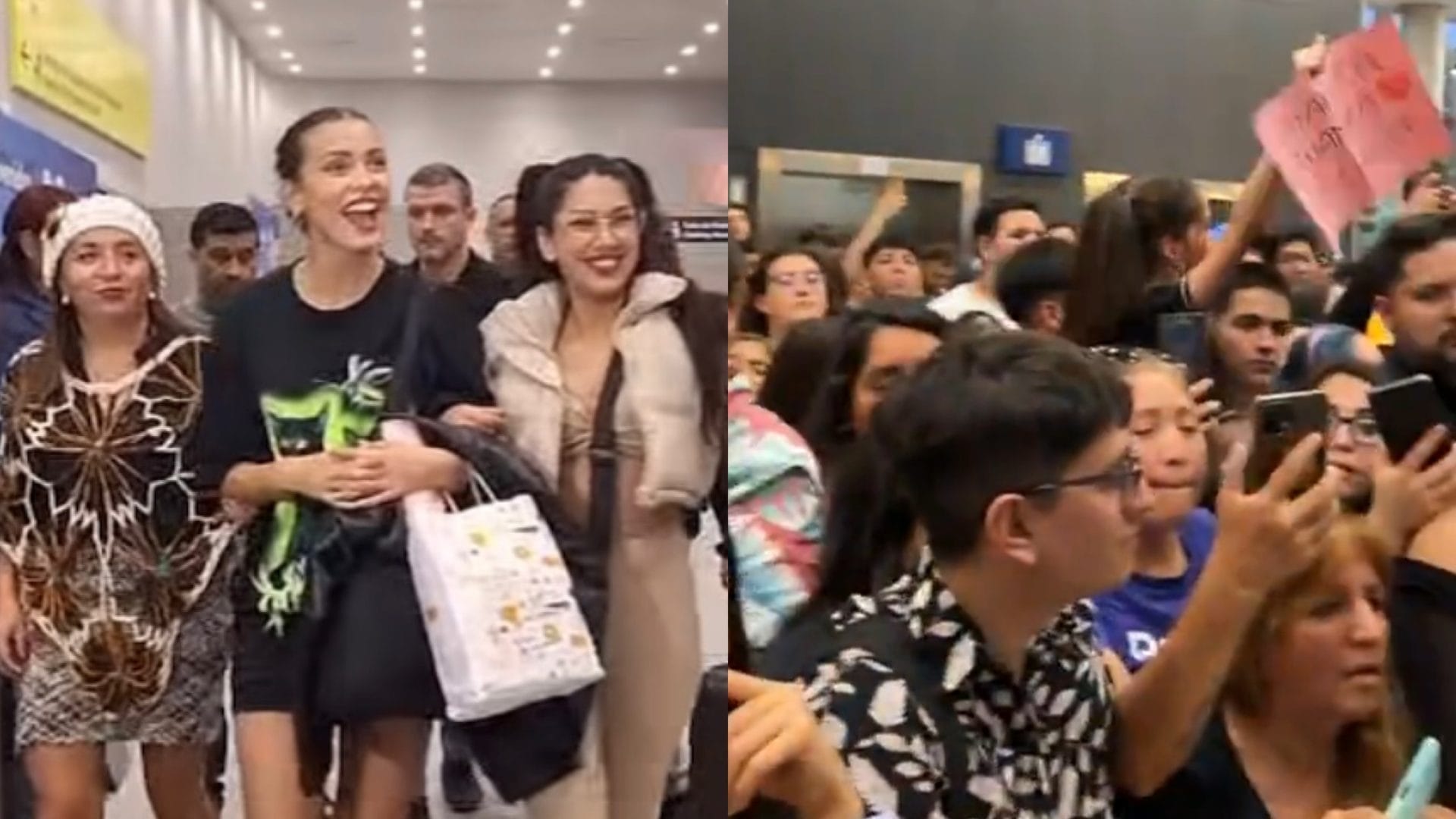 Masiva bienvenida tuvieron las tres finalistas de “Gran Hermano” tras llegar a Chile