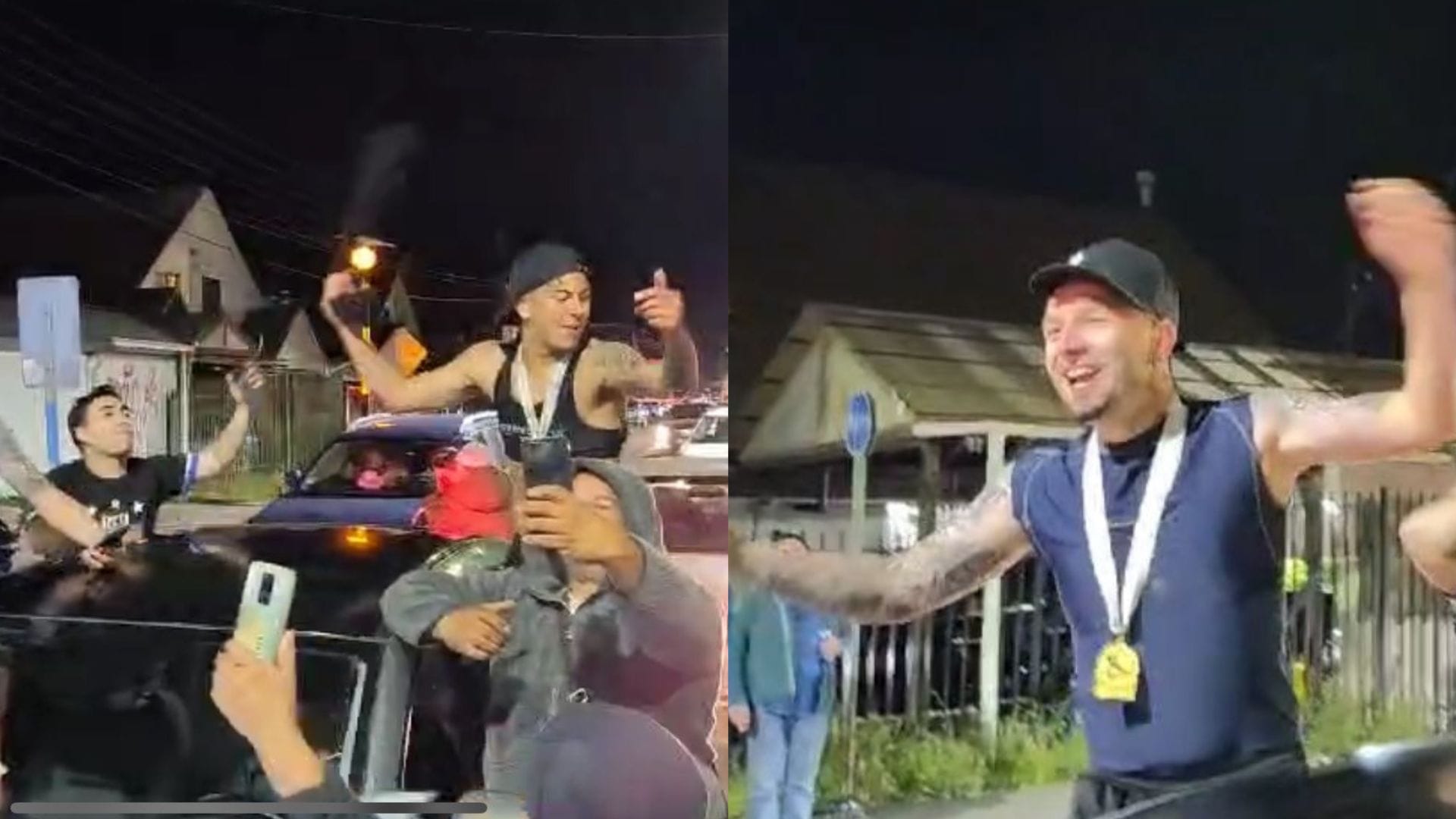 Con los futbolistas celebrando en el cruce Higueras: Así partió la fiesta el campeón del fútbol chileno