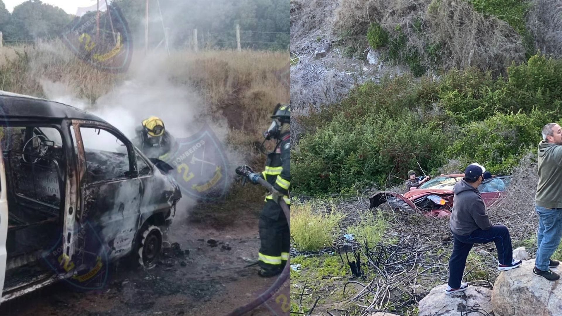 Bomberos de Hualpén registraron dos emergencias simultáneas camino a Chome