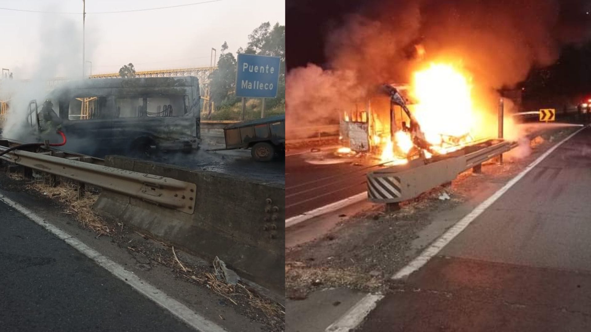 Sujetos intimidaron a trabajadores que iban en furgón y los obligaron a bajar: Incendiaron el vehículo en Collipulli