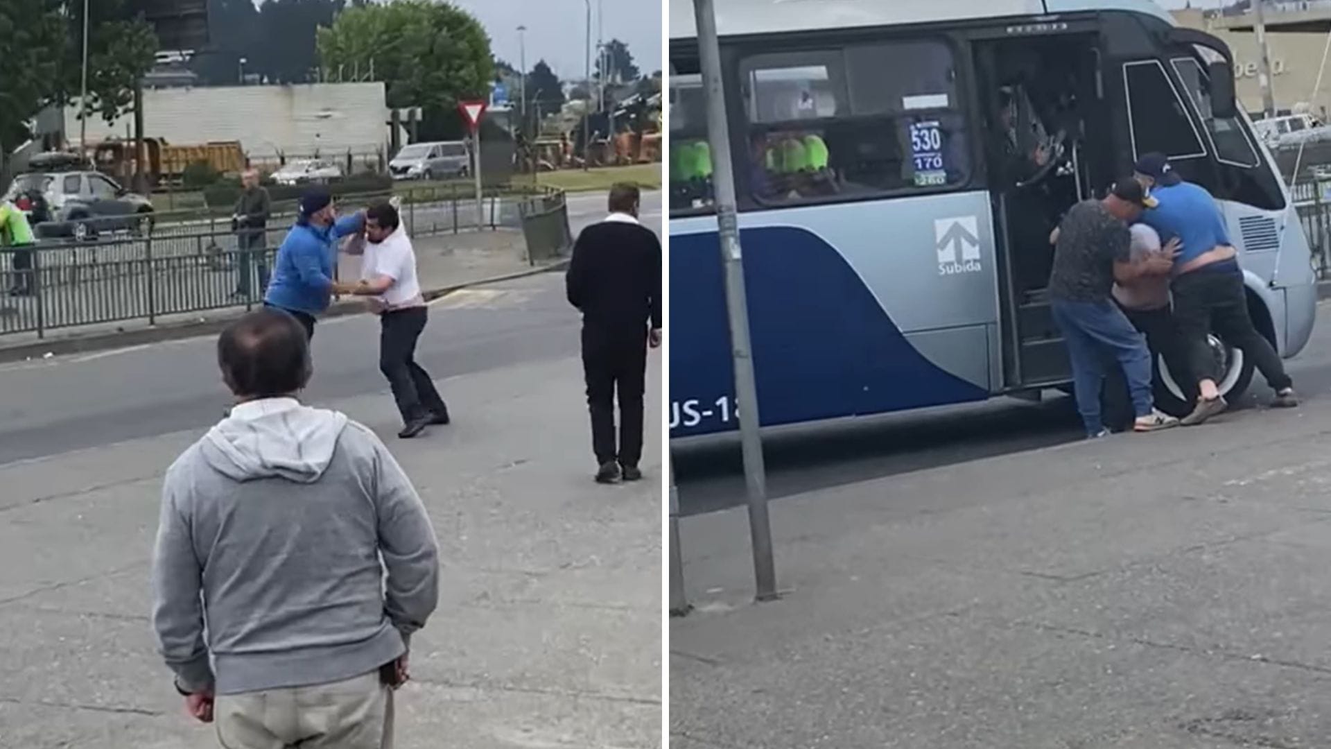 Micreros se trenzaron en violenta pelea a golpes y con fierro en paradero del Gran Concepción
