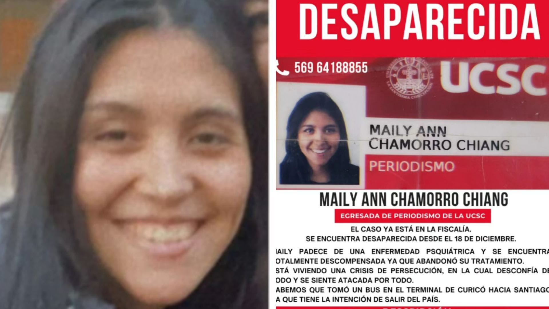 Joven egresada de universidad penquista se encuentra desaparecida desde hace tres semanas