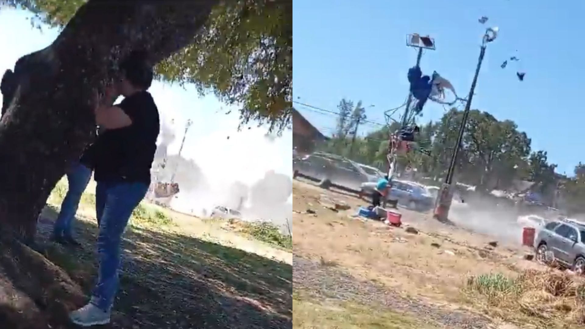 Captan fuerte torbellino que generó daños en Villarrica