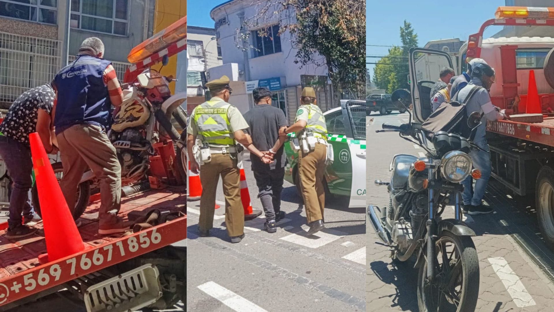 Conductor con orden vigente fue detenido: Sacan de circulación motos sin papeles al día en el centro de Concepción